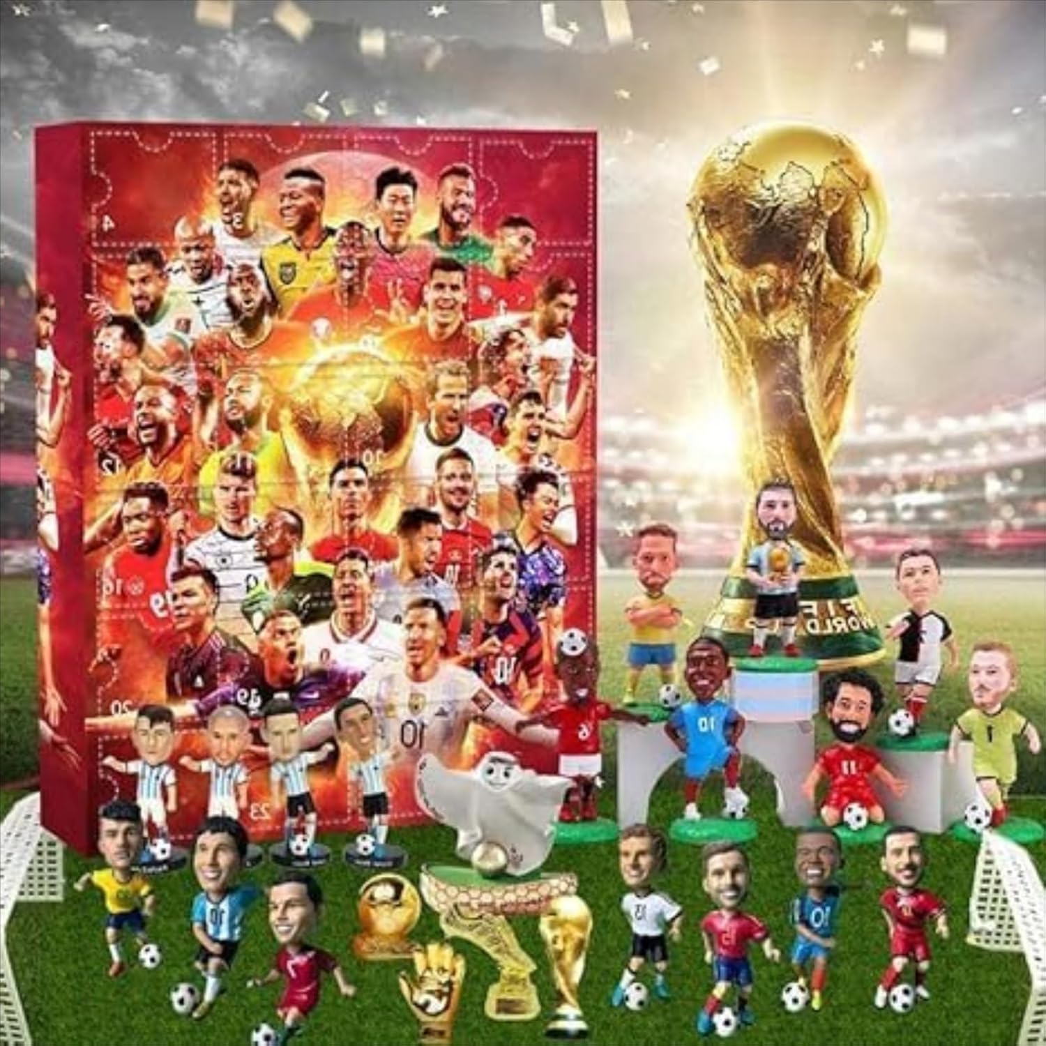 Calendario dell'Avvento 2025, 24 giorni, conto alla rovescia di Natale, calendario dell'Avvento con 24 accessori da calcio, per regali di Natale 2024 (A)