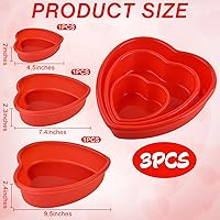 Vista 2 de Molde de silicona para pastel de 3 piezas, 5, 8, 10 pulgadas, molde antiadherente para pastel de queso, molde reutilizable de silicona de grado rojo
