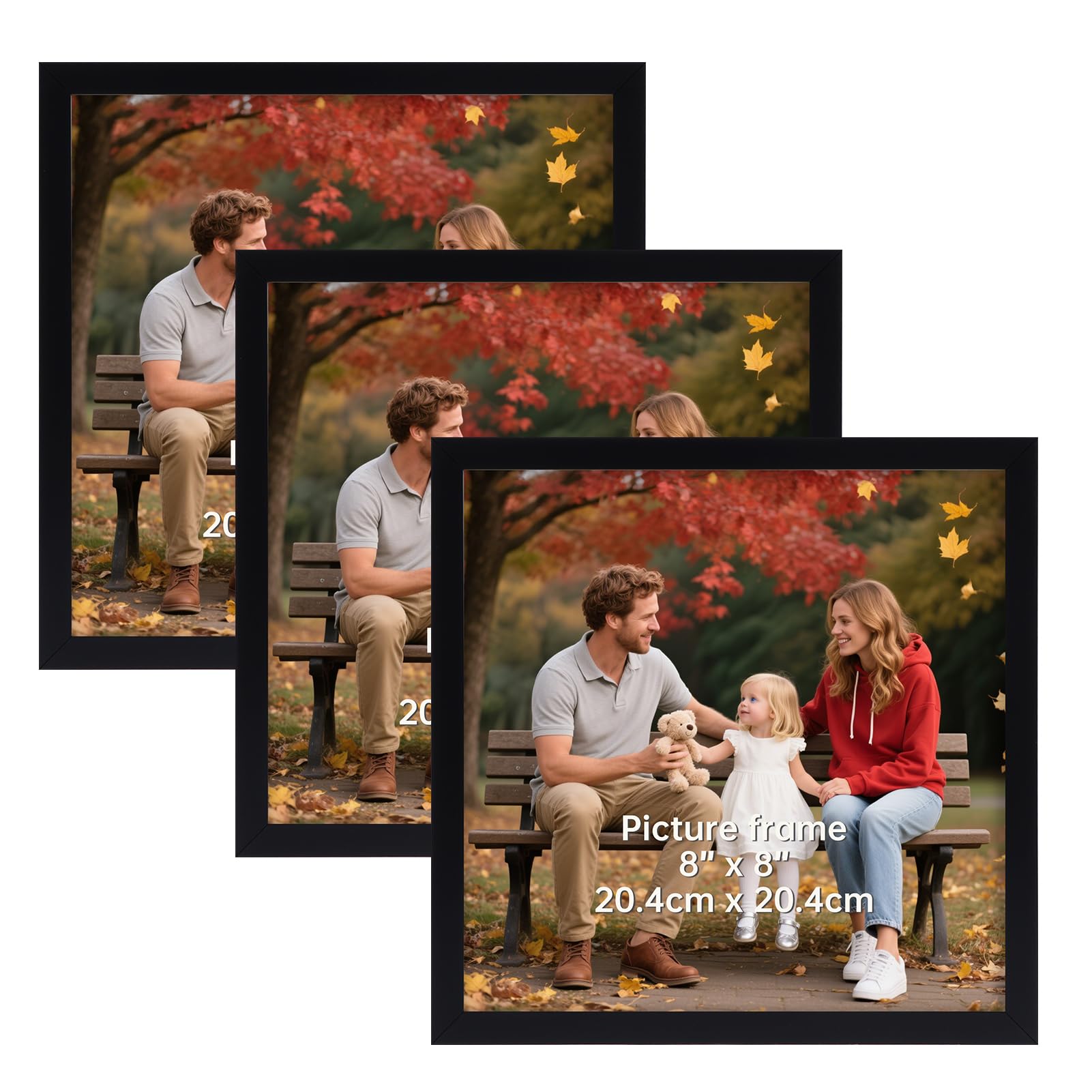 Vasemouh 8x8 Picture Frame Pack of 3, Black Square 8x8 Picture Frame, Tabletop or Wall Hanging for Home, Gallery or Office Decor โ image 1