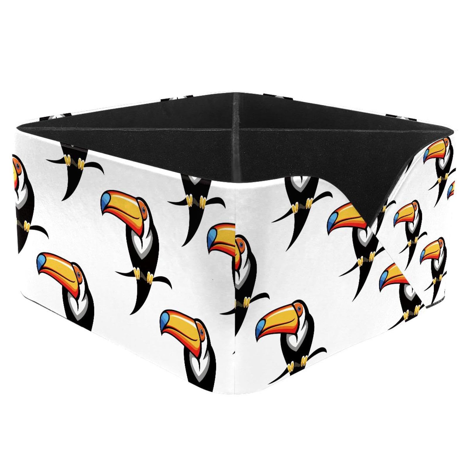 KengjuTesu Bird Toucan Desktop Organizer Pen Holder, Rectangular Pencil Cup for Office, Study and Makeup Stations