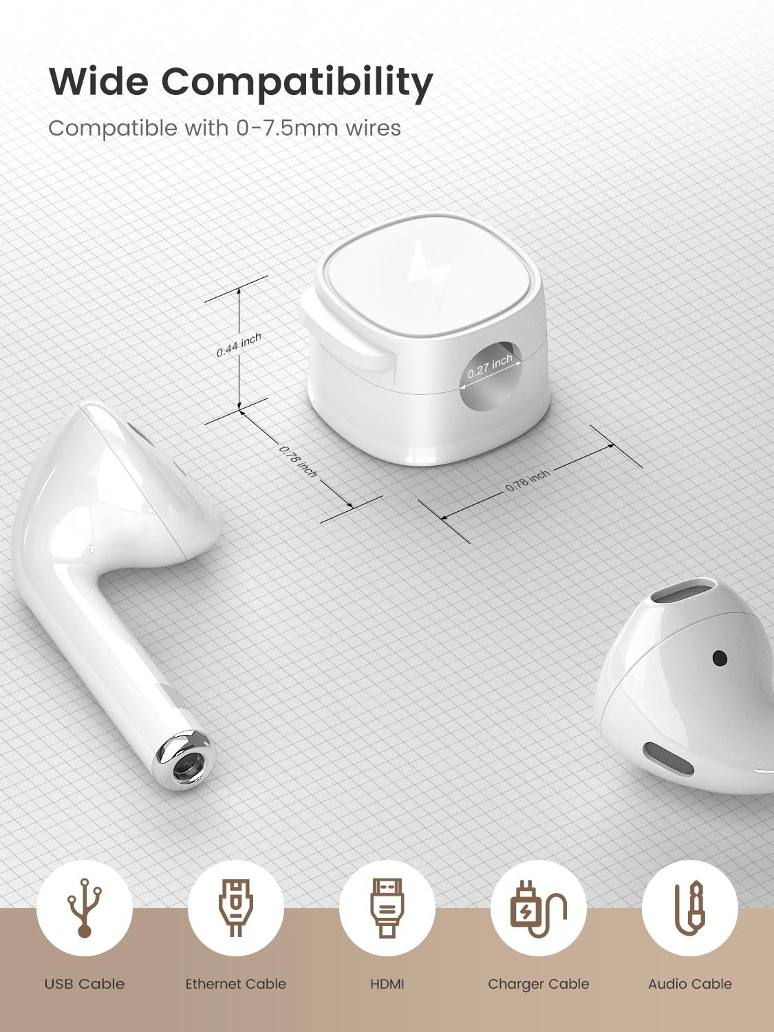 Paquete de 6 organizadores magnéticos para cables, soporte magnético para cables, color blanco