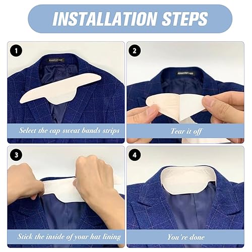 Miniatura 4 de Protector de cuello almohadillas invisibles desechables para mujeres y hombres, paquete de 80 almohadillas autoadhesivas para camisas, adhesivo