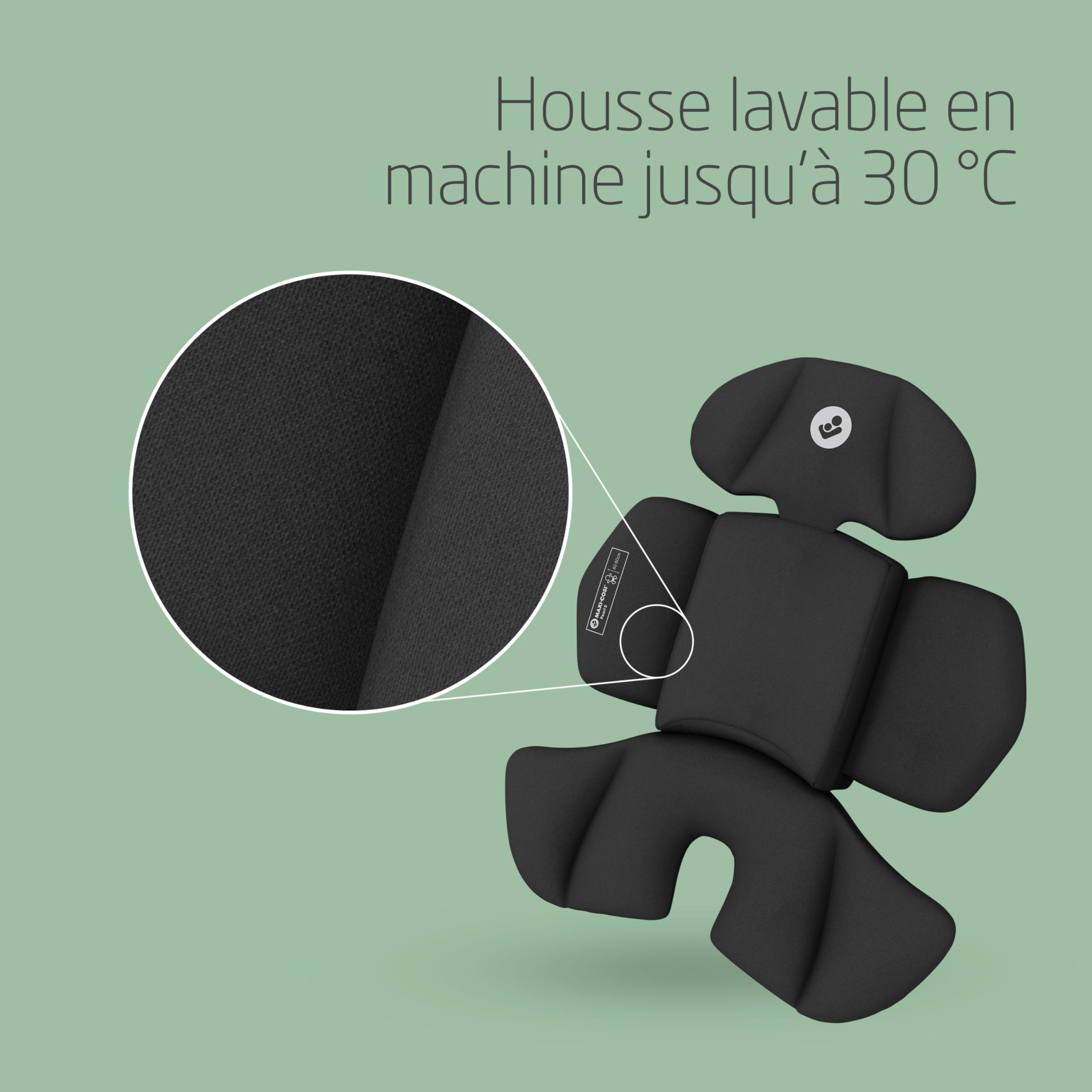 Maxi-Cosi Pearl S Coussin réducteur pour nouveau-né, Accessoire siège-auto nouveau-né, 0-3mois, 40-60cm, Coussin réducteur siège-auto pour nouveau-né lavable, Tissus EcoCare, Authentic Black