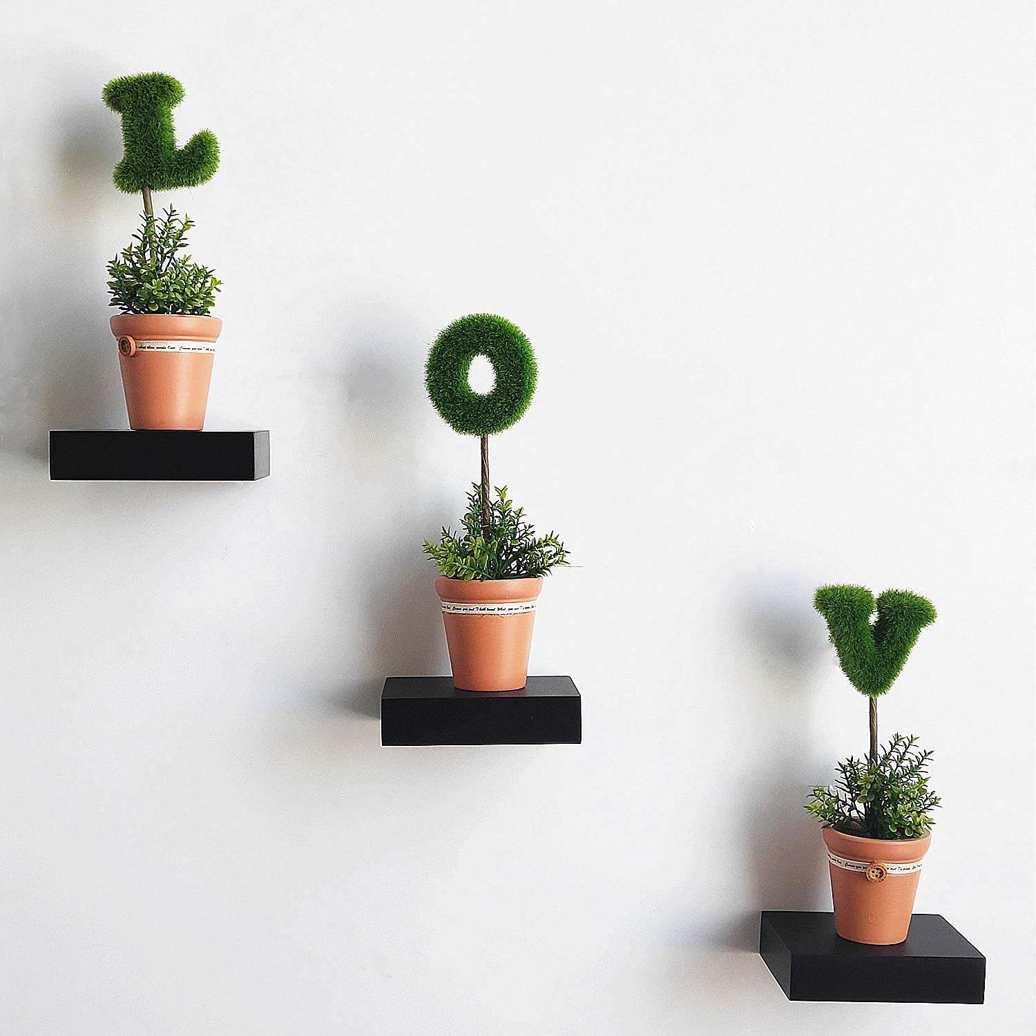 Glorieux Art Engineered Wood Floating Wall Shelf Wall Mounted Shelves for Home Decoration ,Painted Finish,Set Of 3,Black