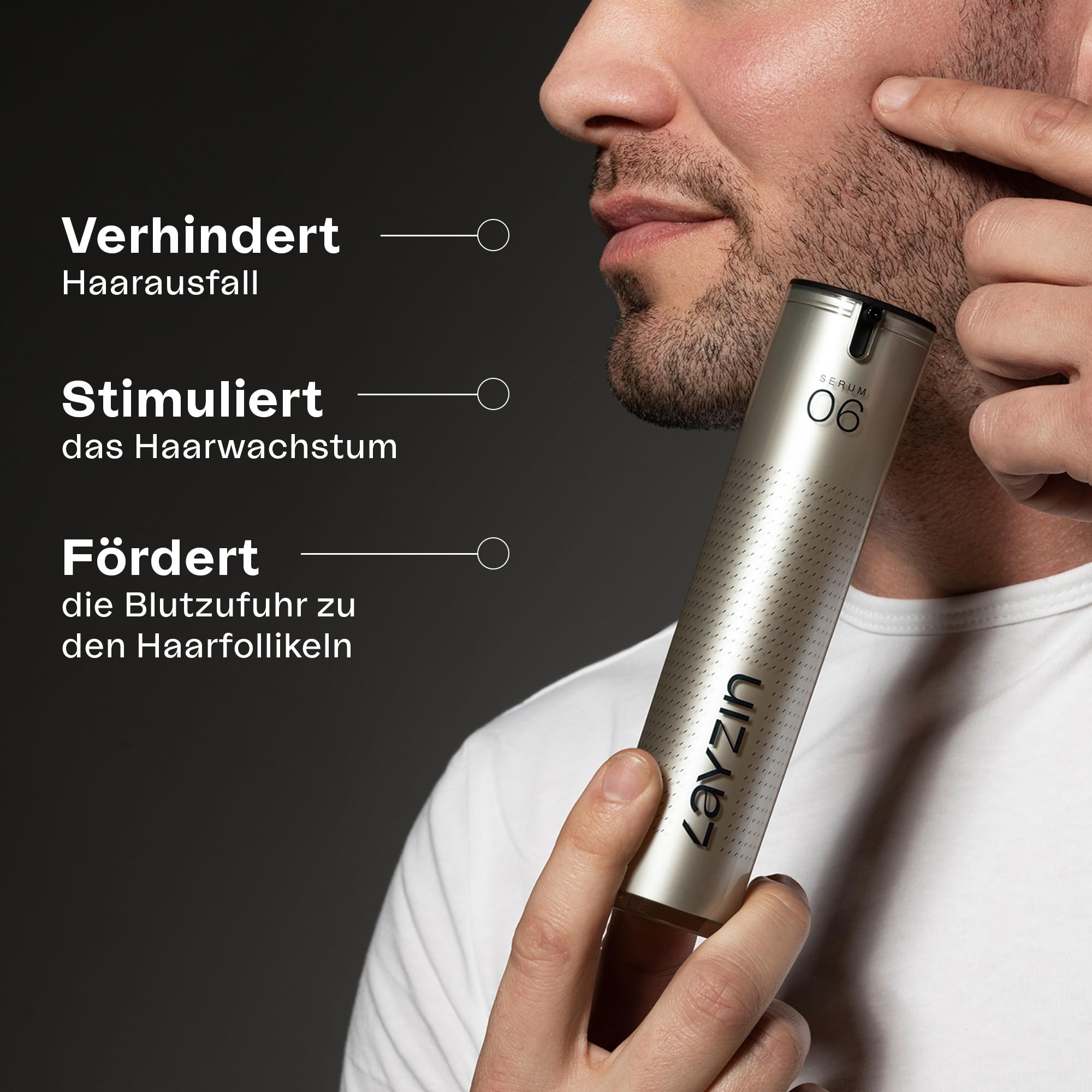 Bartwachstums-Kit – Fördert das Wachstum von Bart & Schnurrbart – Derma-Roller-Griff mit 0,55 mm Roller-Kopf (Größe M), Serum 06 & Cleansing Spray – Für dünnes Gesichtshaar – Unisex
