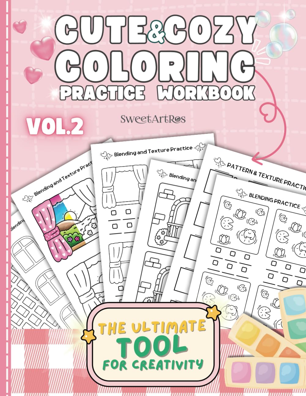 Cute & Cozy Coloring Practice Workbook Vol. 2: Templates for Blending, Shading, Patterns and Textures – Perfect for Color Combos, Landscapes & cozy Coloring Book Designs!