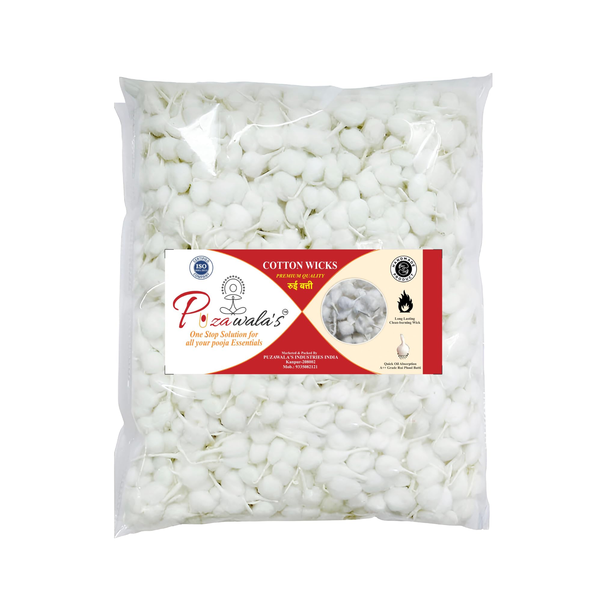 White Phool Pooja Batti 1100 Piece Pack Big Size Round Cotton Wicks GOL Puja Diya Bati Use Arti Prayer-image-19