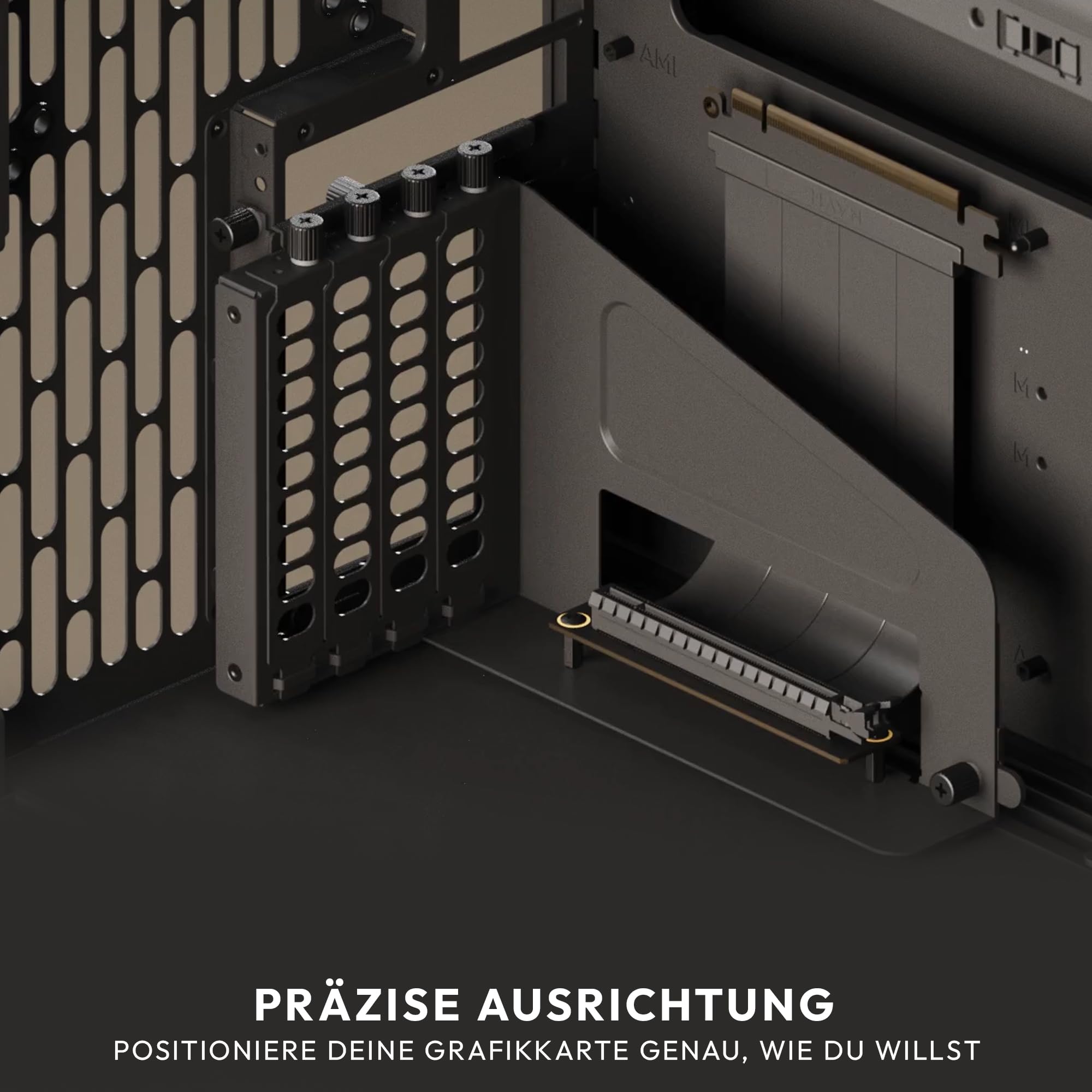 HAVN Universal VGPU Kit – Schwarz | 4-Slot Vertikale Grafikkartenhalterung mit PCIe 5.0 Riser-Kabel & verstellbarer Stütze | Flexible Montage, stabil & ohne Durchhängen
