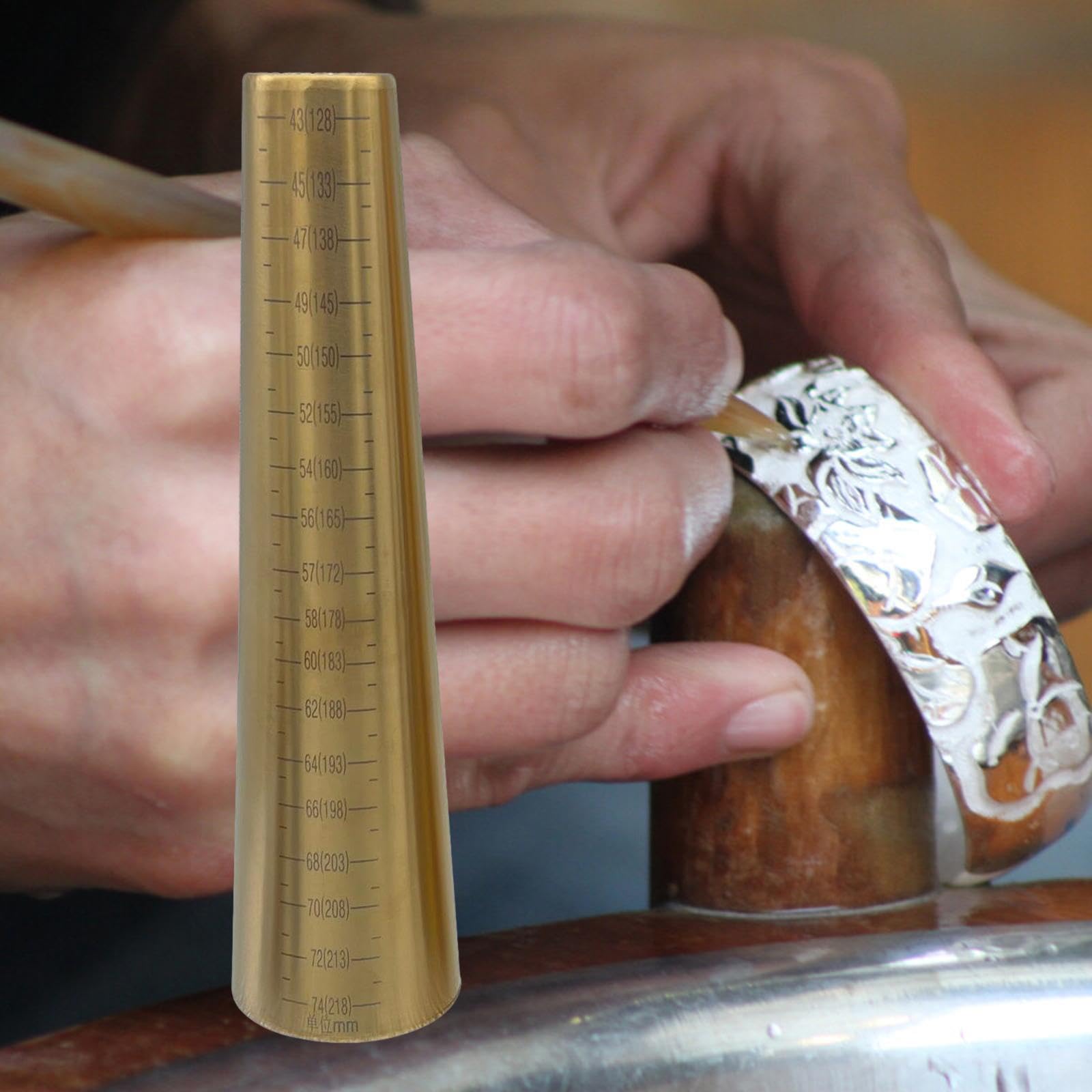 Bracelet Bangle Sizer Schmuck Reparatur Werkzeug Metall Formungswerkzeug mit Skala für Männer Frauen Schmuckherstellung Handwerksarbeiten, Kupferrund