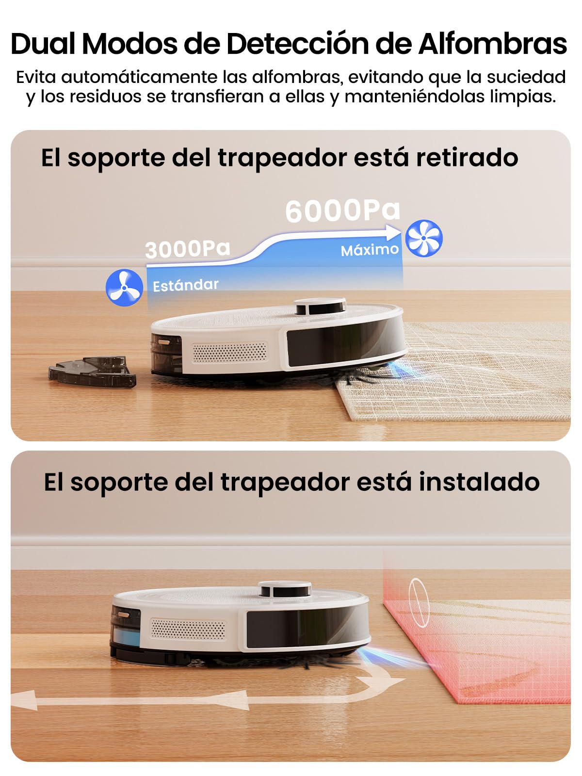 LEFANT M2 Plus Robot Aspirapolvere Lavapavimenti con Mappatura, 6000Pa Aspirazione, Svuotamento Automatico,Navigazione Laser dToF, Evitamento Ostacoli PSD, Pulizia Personalizzata, Alexa/APP/WiFi