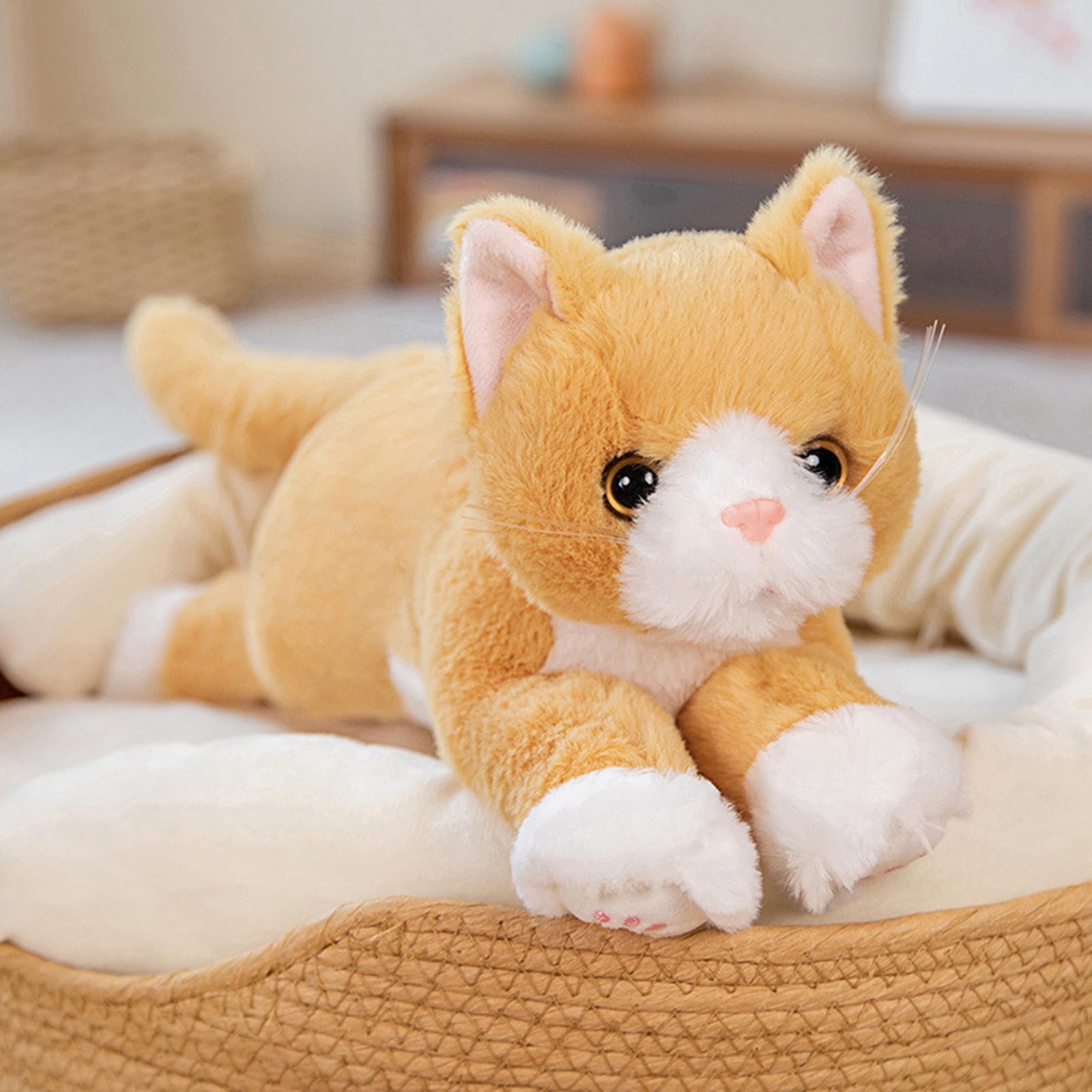 ZBELLO Cat Plush Toy,50 cm Realistic Cat Plush Toy,Cute Soft Stuffed Animal Pillow Plush Doll,Children Stuffed Animal Toys Gifts for Boys and Girls (Brown)