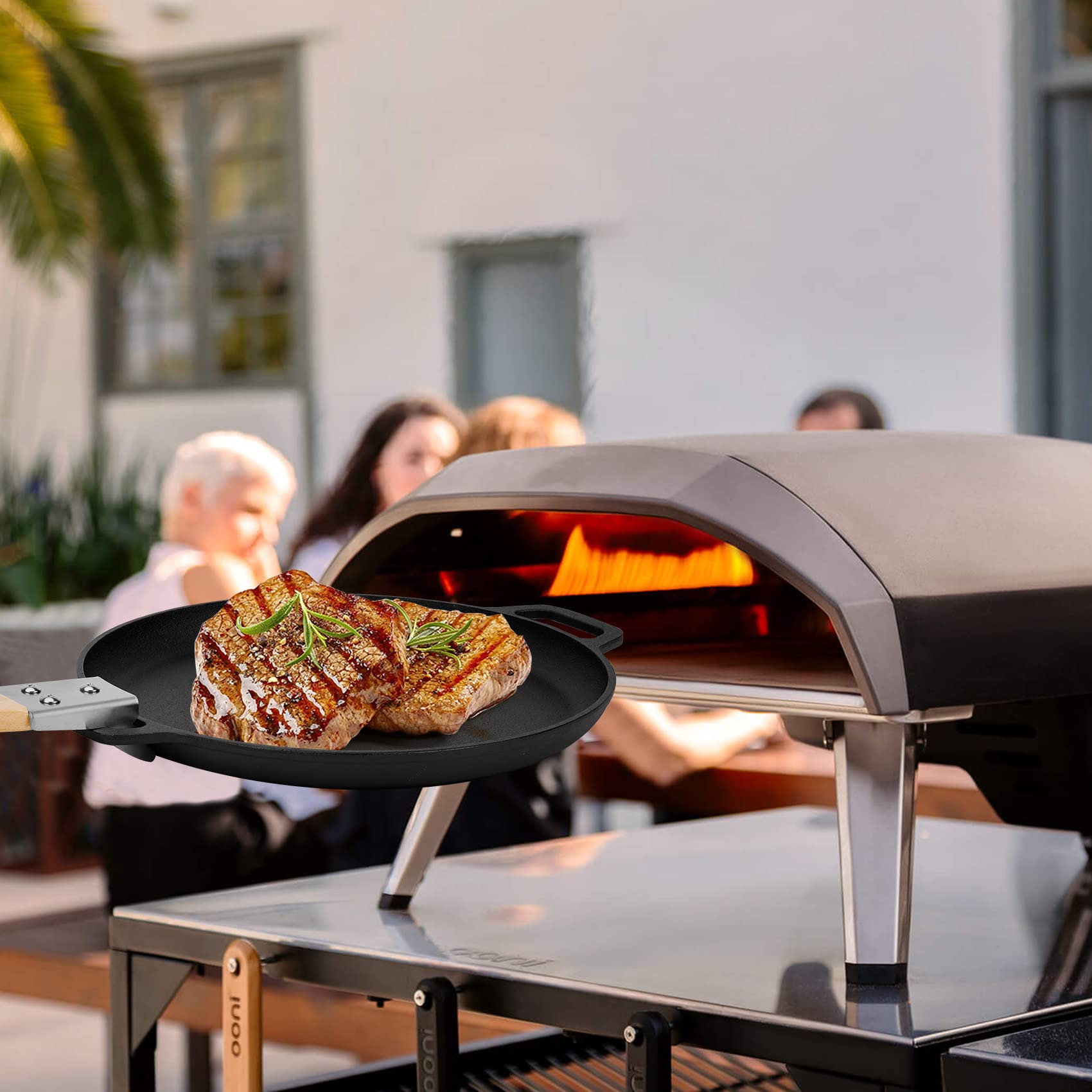 Amazon.co.jp: Mimiuo 鋳鉄 シズラーパン 取り外し可能なハンドル付き