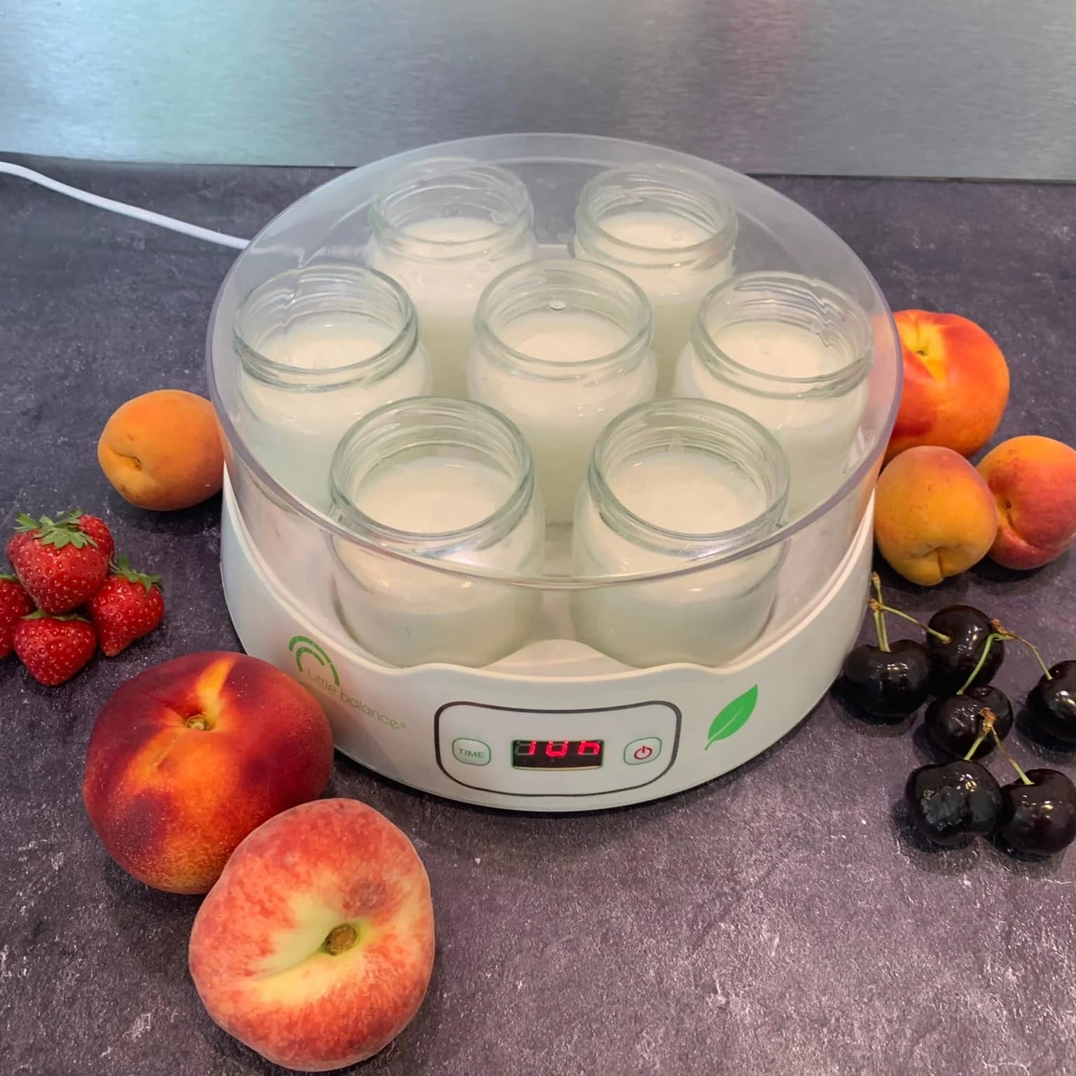 HOMCOM Yoghurtmaker met 8 glazen potten van 180 ml, elektrische