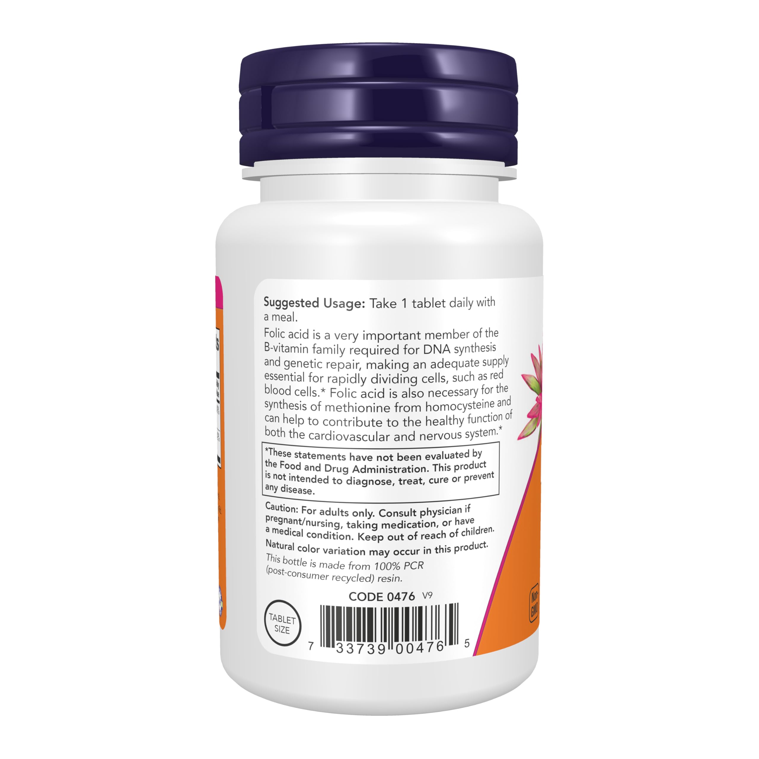 NOW Foods Acide folique 800 mcg Tabs (lot de 2)