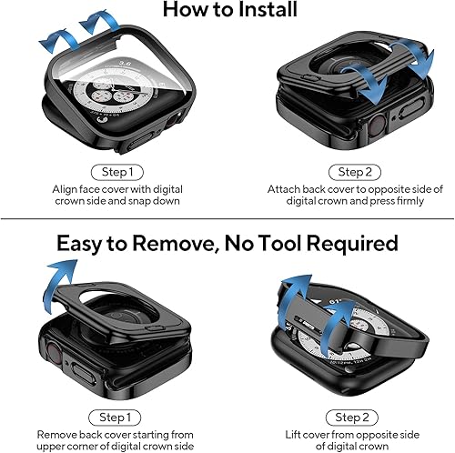 Miniatura 6 de Kawoco Paquete de 4 fundas impermeables compatibles con Apple Watch de 1.614 pulgadas Series 987 con protector de pantalla de vidrio templado,