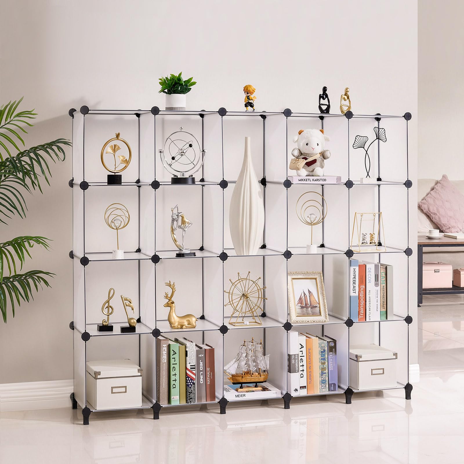 ANWBROAD Cube Storage Organizer 20Cube Cubby Shelving Book Shelf