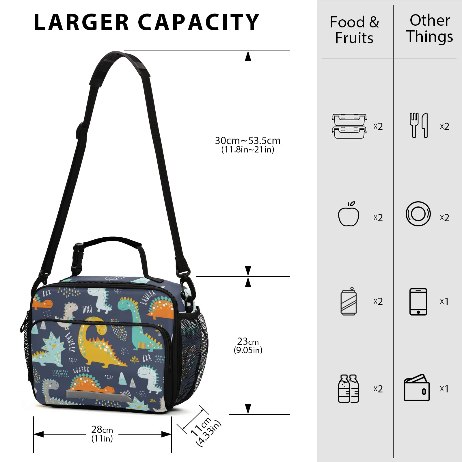 Bolsa De Almuerzo Infantil Con Diseño De Búho, Lobo O Dinosaurio - Tamaño Pequeño Para Niños