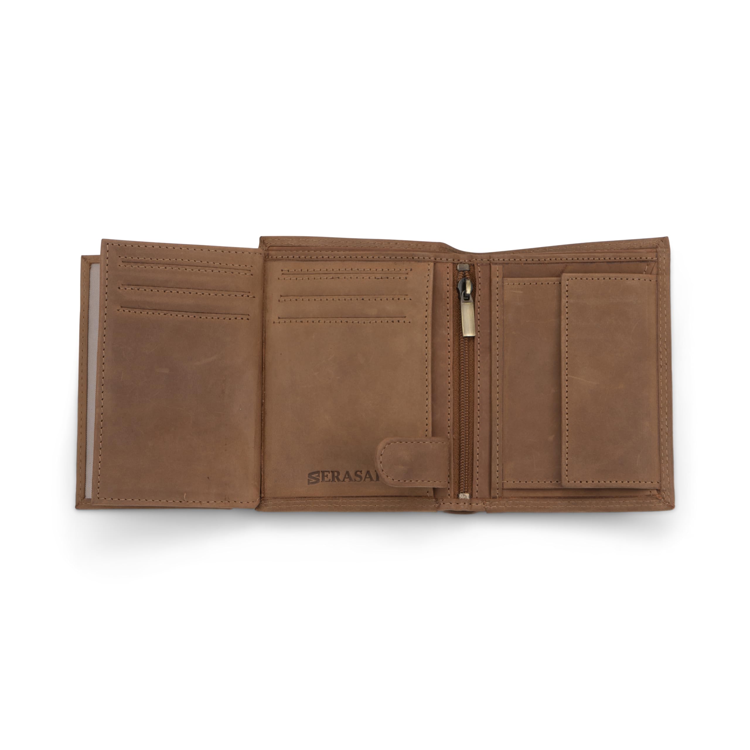 SERASAR Cartera Hombre Piel Premium Marrón RFID Caja Regalo