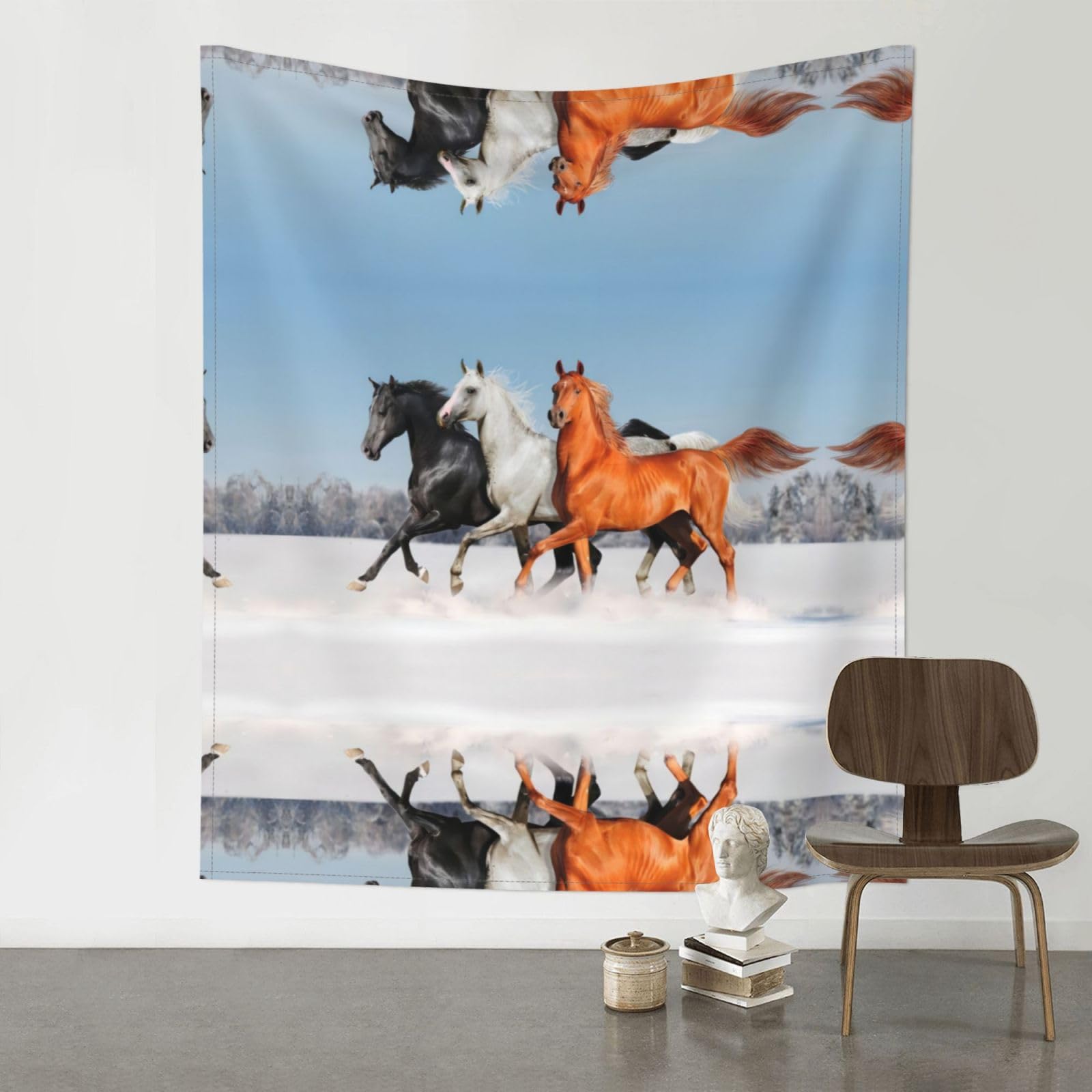 YYHWHJDE Pretty Horses Prints Wall Tapestry 60x51in - High-Grade Polyester Throw Blanket for Bedroom, Dorm, Beach & Picnic Decor