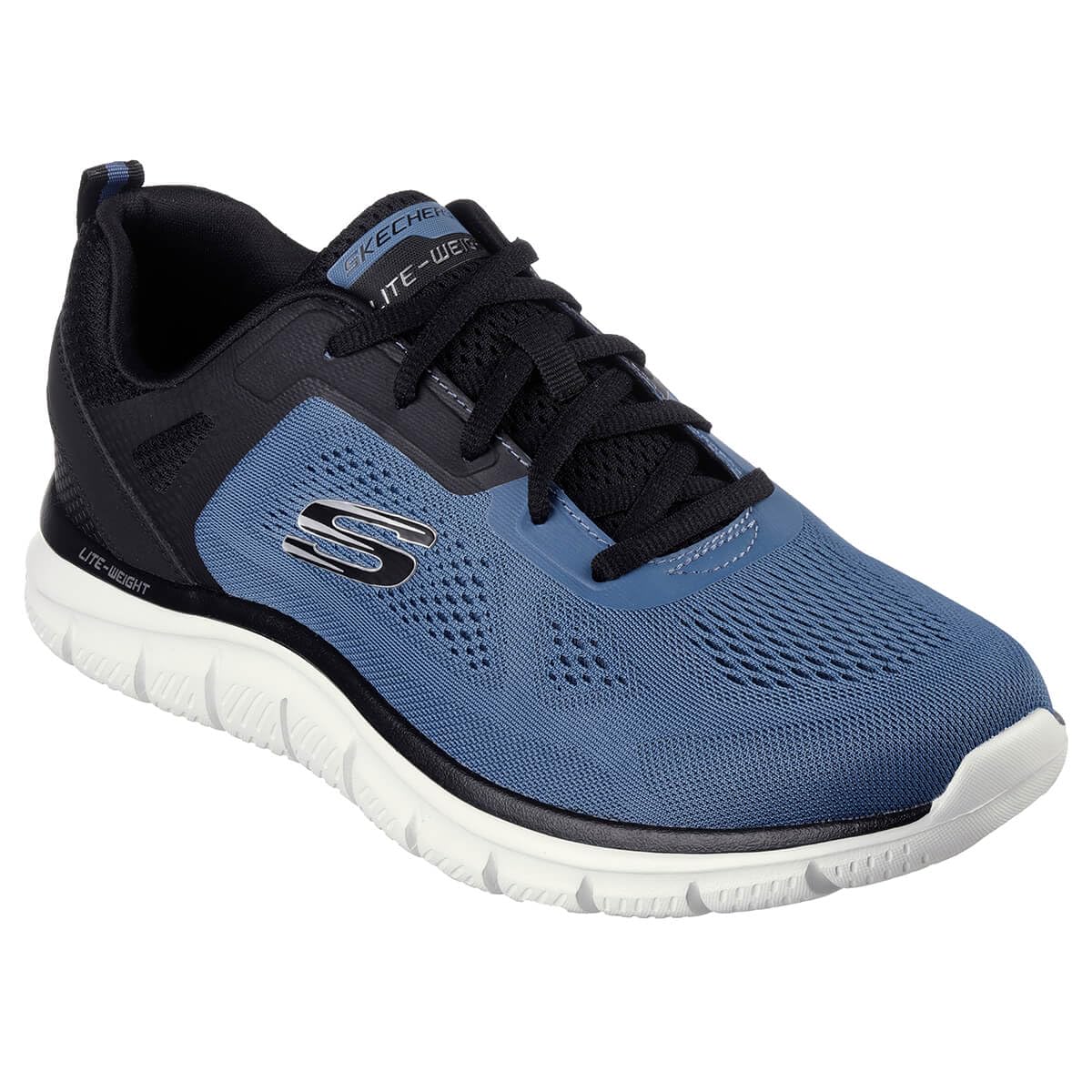 Skechers Men's Track Broader Sneaker, Blue Mesh/Pu/Black Trim, 8.5 UK