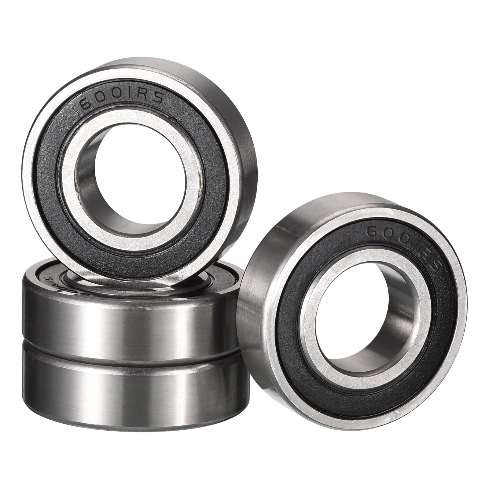 6001-2RS Deep Groove Ball Bearings, ID 12mm x OD 28mm x Width 8mm Double Rubber Sealed Ball Bearing Pre-Lubricated Chrome Steel Z2 Lever 4pcs