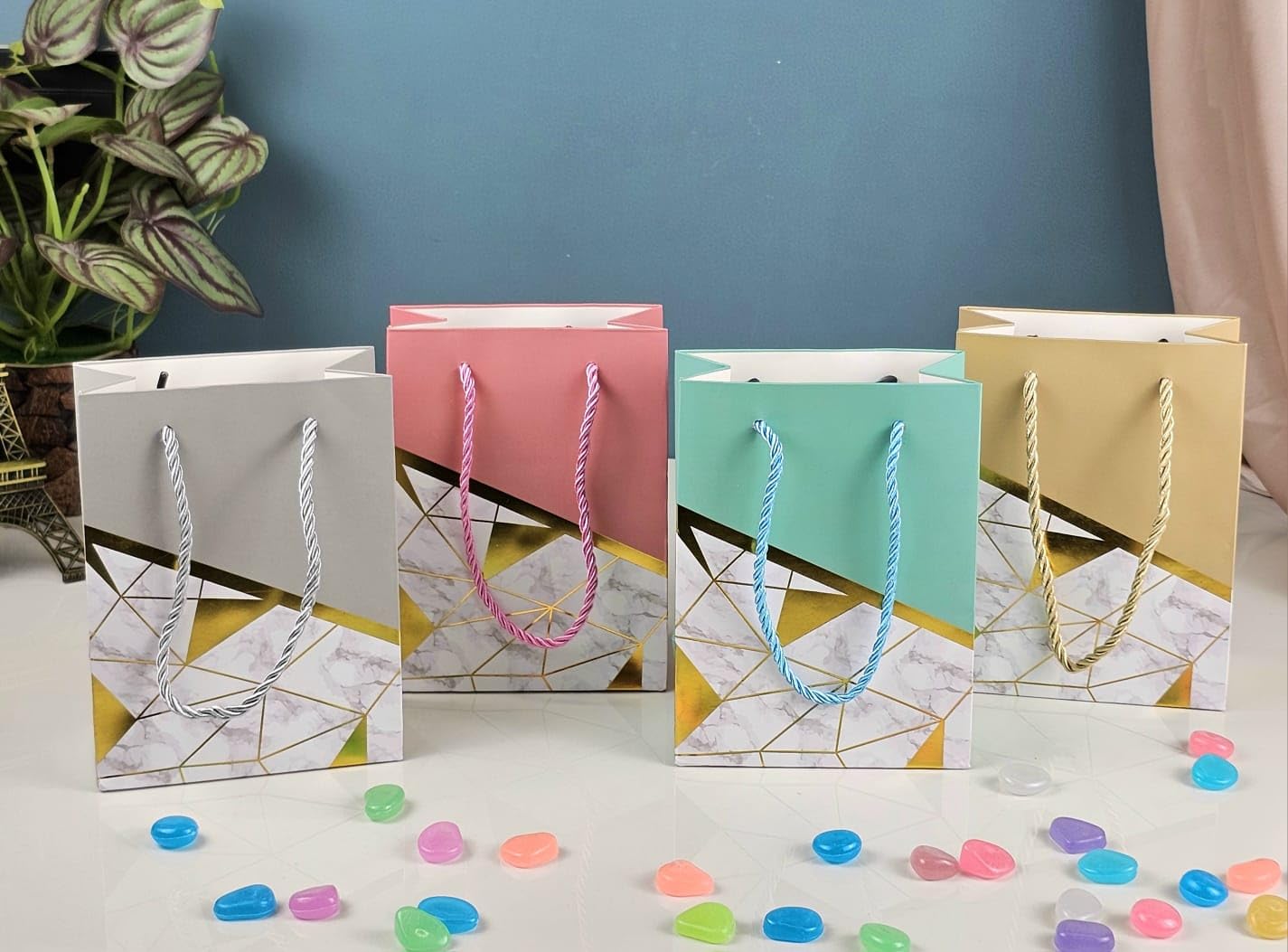 SATYAM KRAFT 4 Pcs Multicolor Paper Bag With Handle To Carry Goodies Used For Gifts Carrying Return Gift For Birthdays, Anniversary, Christmas, Housewarming & More Occassion (Mix Colour) (B0D6VQFCTM) Amazon Price History, Amazon Price Tracker