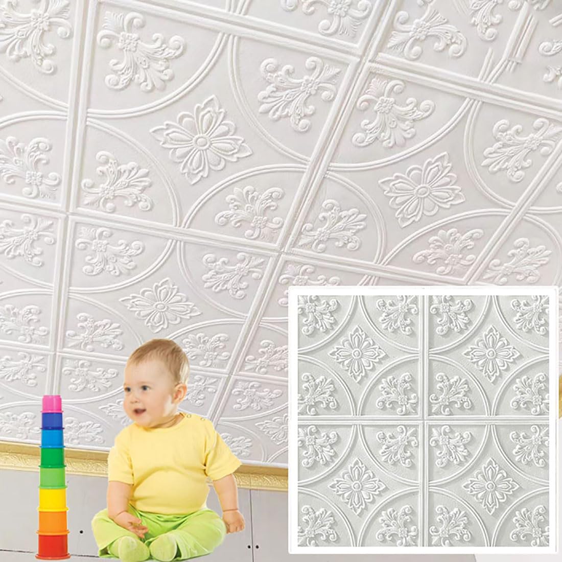 Mousse PE auto-adhésive pour décoration murale intérieure de chambre et salon