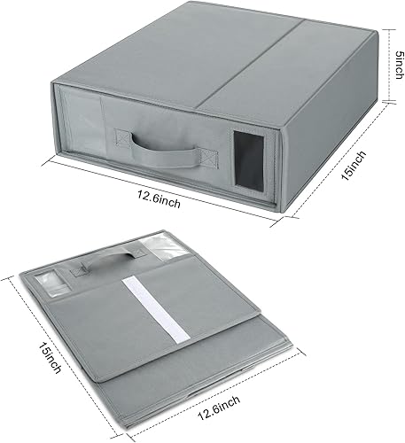 Miniatura 7 de Organizador de sábanas plegable (juego de 4) para ropa de cama tamaño QueenKing, organizador de armario de ropa de cama y caja de almacenamiento con