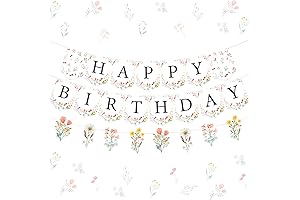 Wildflower Happy Birthday Banner Garland Sign Party Decorations Set