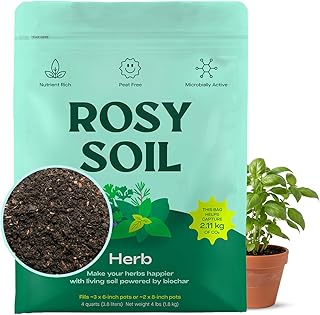 Rosy Soil Herb Mix - Organic Potting Mix for Herbs - Enriched with Bioch...