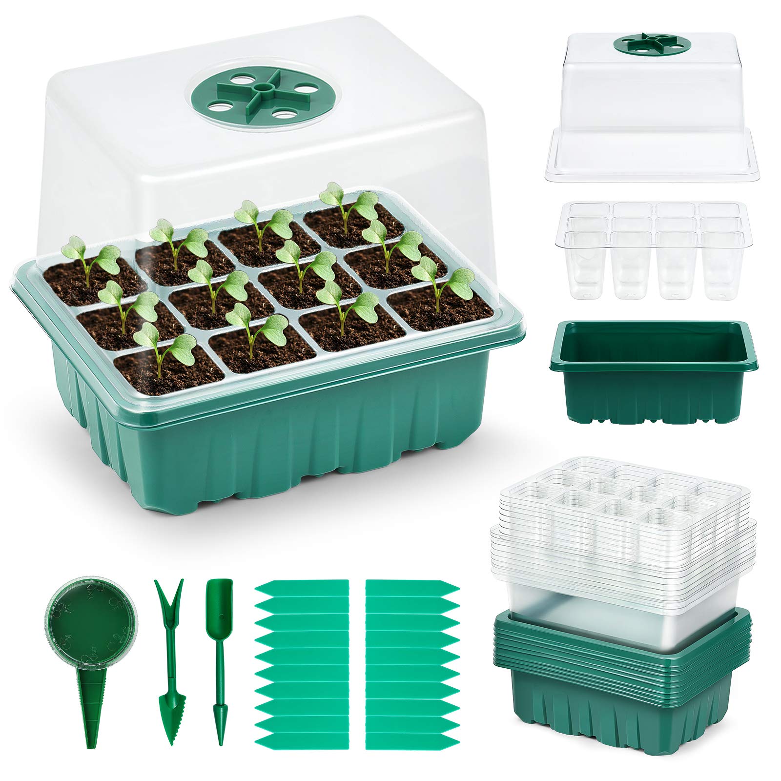 Buy MacaRio Seed Starter Tray, Heightened Tall Lids 10 Packs 120 Cells