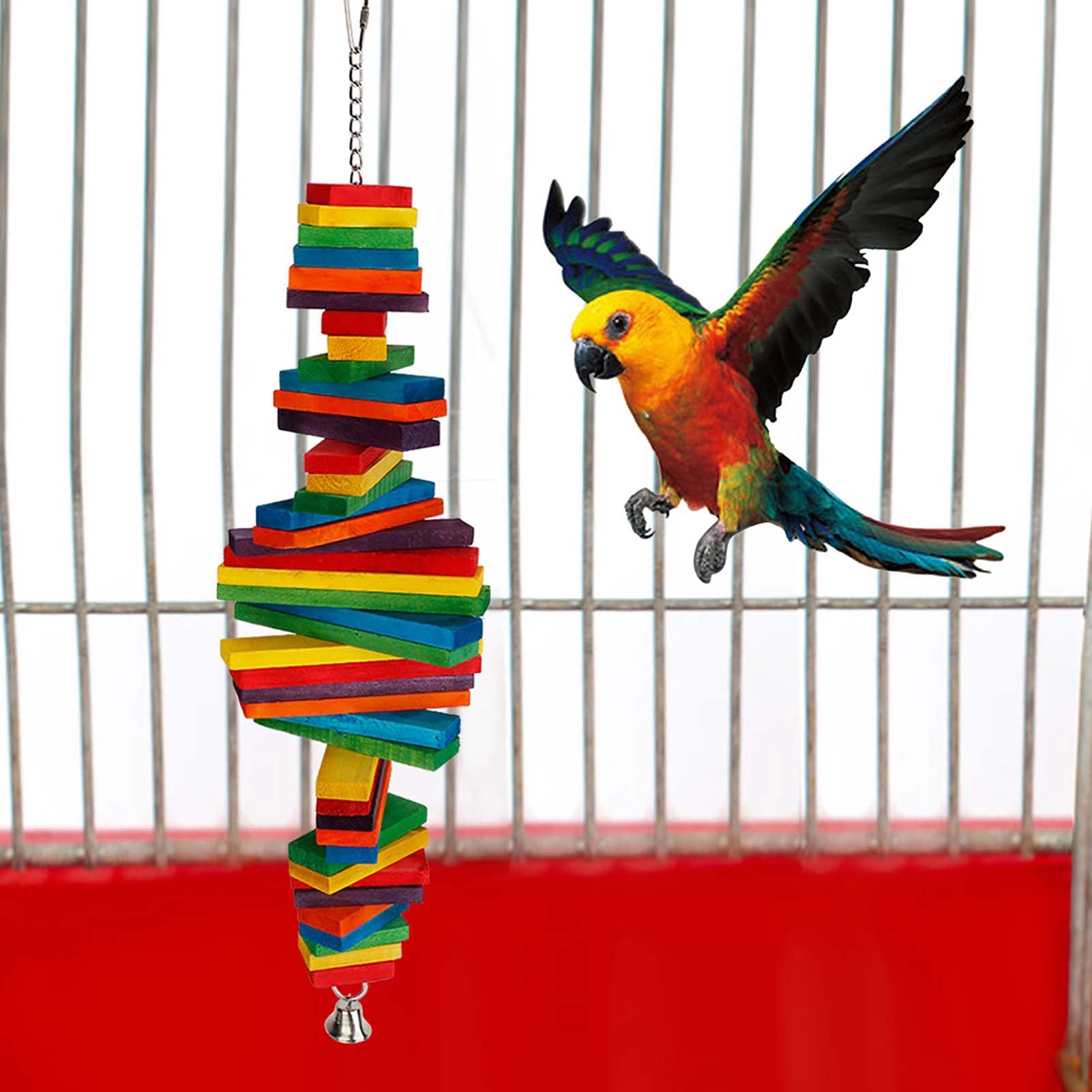 Buntes Vogelspielzeug aus Holz for Aufhängen, Schaukel, Papagei, Kauzubehör, zufällige Farbe for Ziervögel/1328