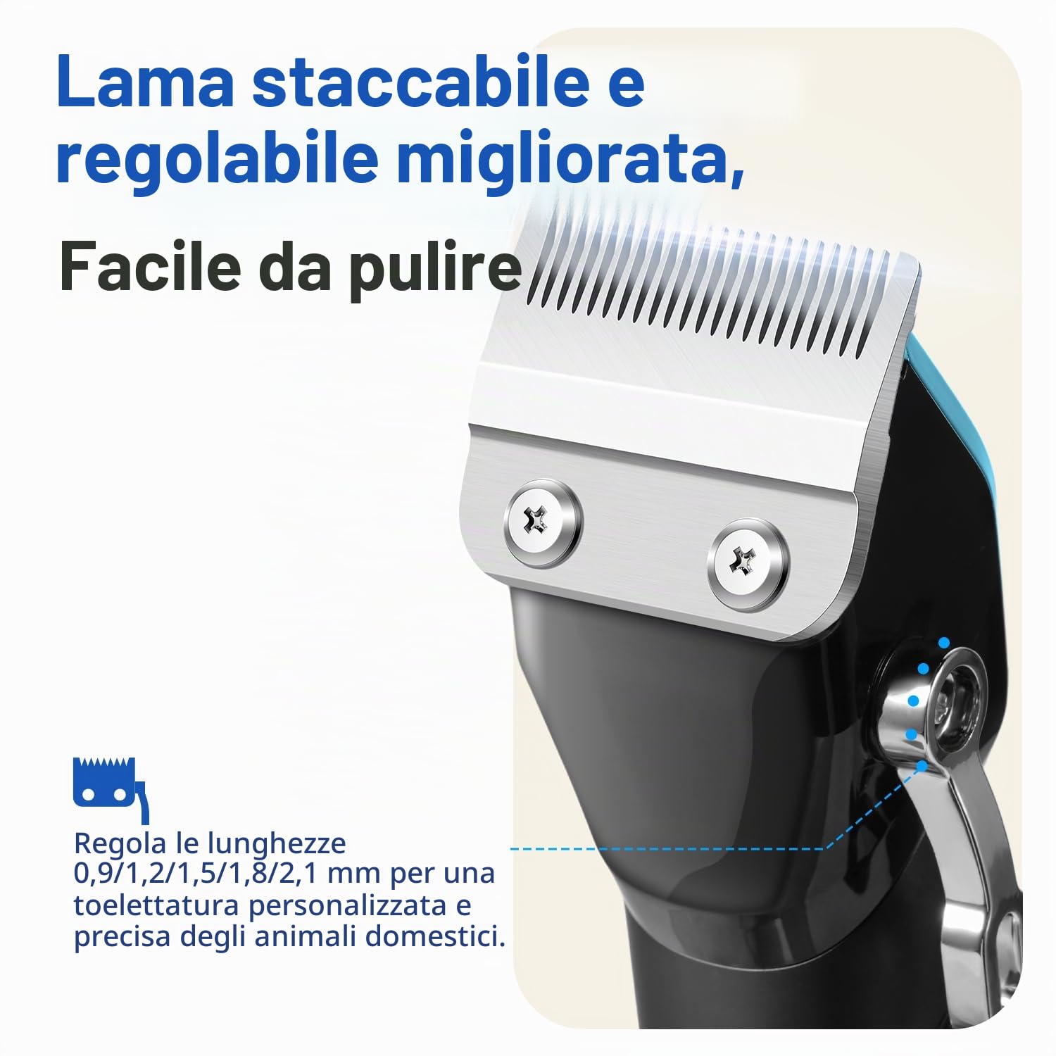 Tosatrice per Cani 3 in 1 Professionale per Cani con Pelo Folto,Rasoio per Cani Pelo Lungo Tosatrice per Cani,Ricaricabile e Silenziosa, con Custodia,Blu