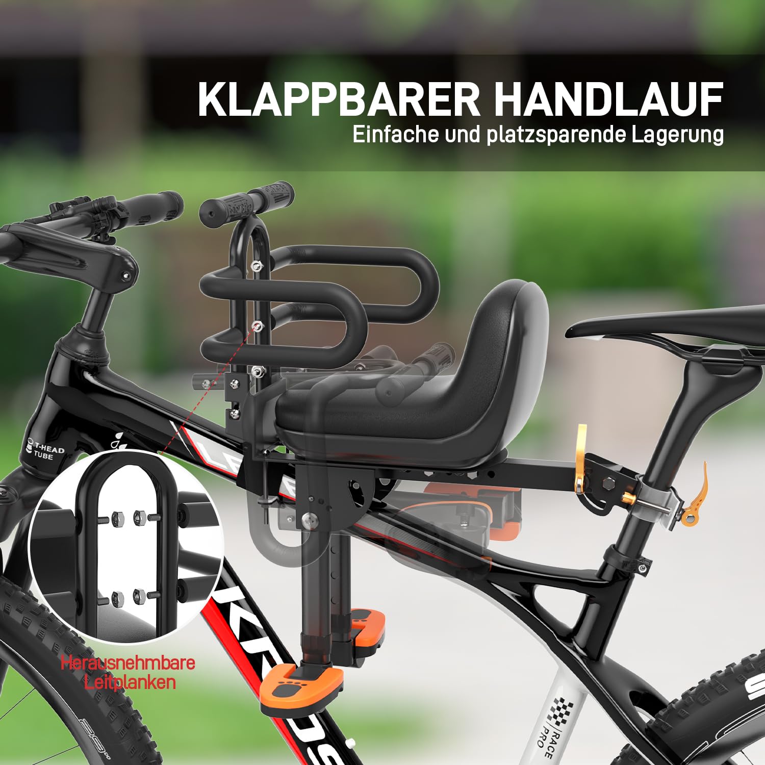 Sellino Bici Bambino Seggiolino Anteriore Per Mountain Bike Da