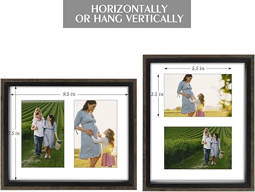 Miniatura 4 de Golden State Art, Marco de fotos de collage de 8 x 10 pulgadas con dos aperturas de 4 x 6 pulgadas, pantalla horizontal y vertical, marcos rústicos