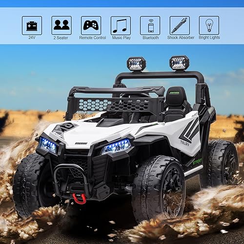 Miniatura 5 de POSTACK 24V 4X4WD Kids UTV, Electric Ride On Toy Car with Remote Control, Battery Powered Ride on Truck for Kids Side by Side Off-road with EVA