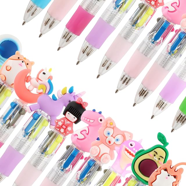Foto 3 de 7 de 30 unidades de lápices de colores de animales para niños, 4 colores mini bolígrafos multicolor