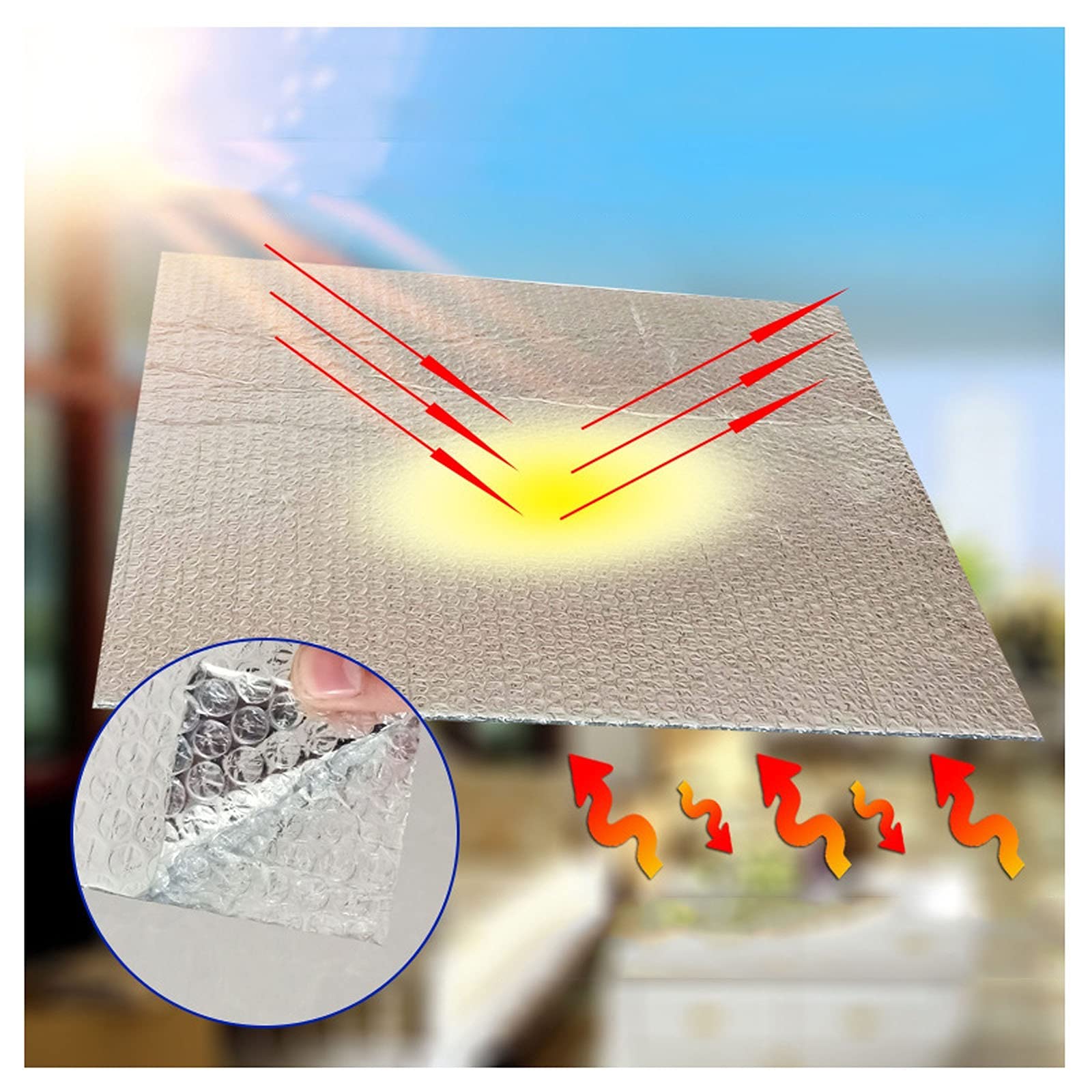 Réflecteur Radiateur Isolation en Feuille à Bulles Isolation en Feuille réfléchissante à Bulles Rouleau d'isolation Thermique Barrière radiante 5 mm d'épaisseur Auto-adhésive Économisez de l'énergie