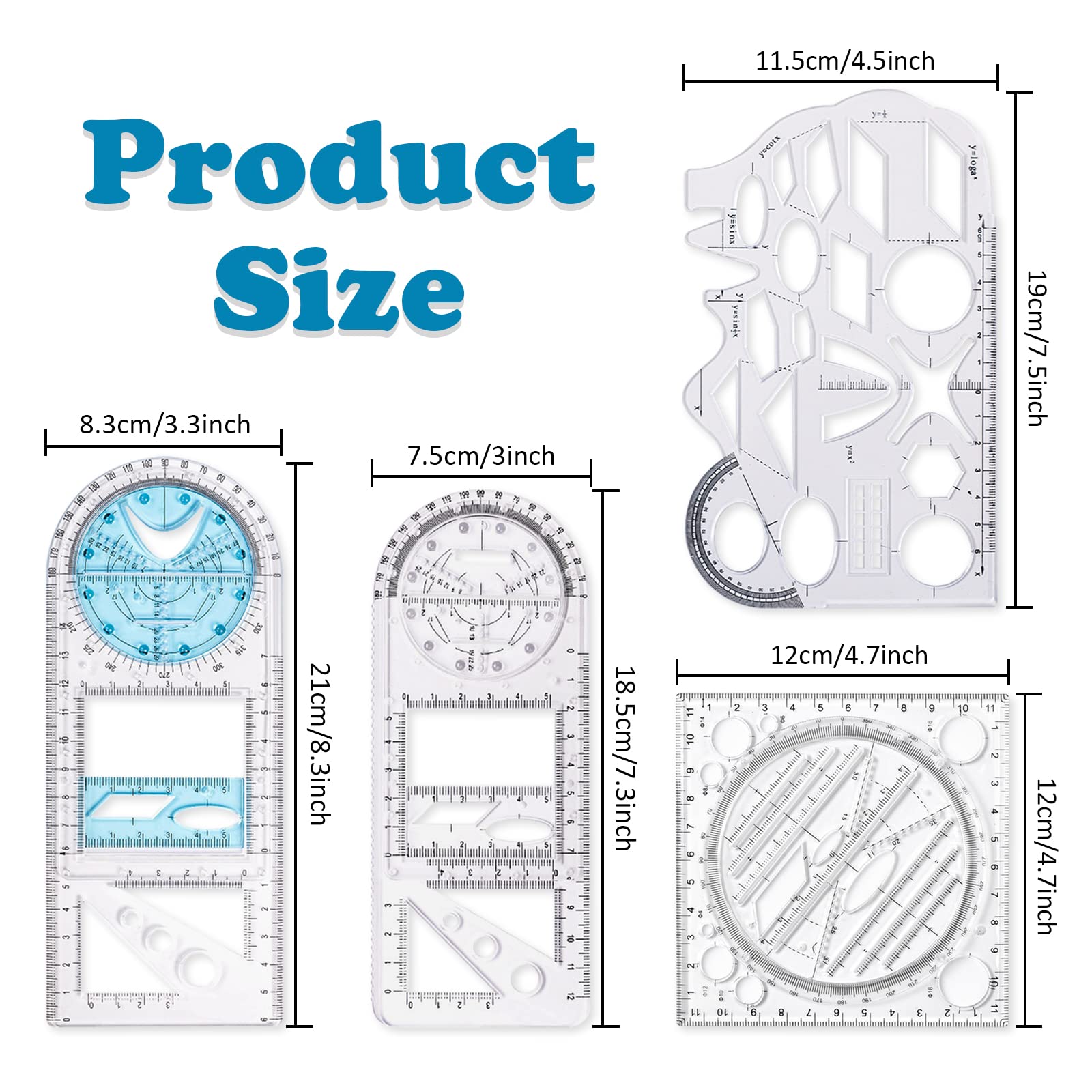 Garosa 5.5 Inch Folding Ruler Protractor – 140mm Frosted Multi-Angle Geometry Tool For School, Office, Drawing & Woodworking