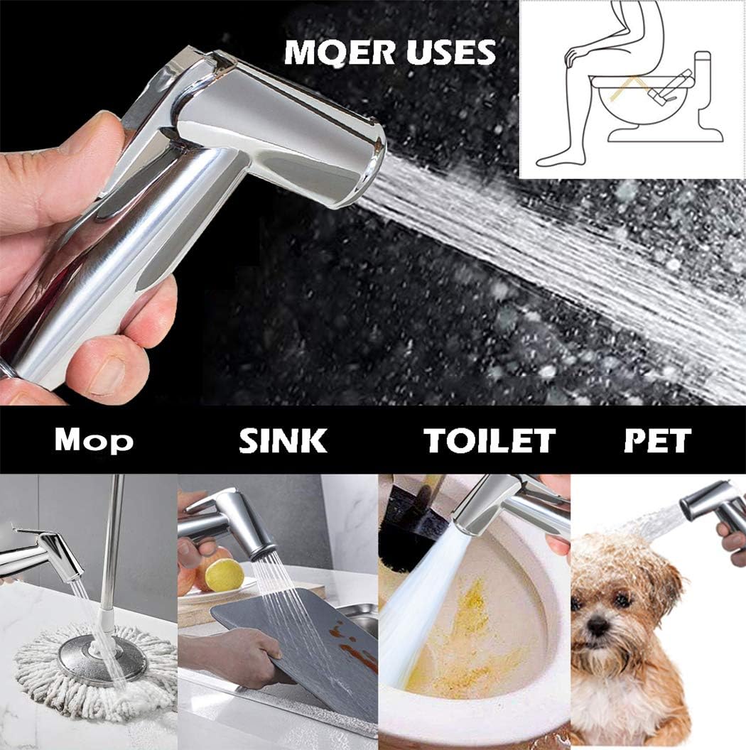 FLPMIX Handheld Bidet Sprayer for Toilet - Can Be Hot and Cold Water - Adjustable Pressure Control Sprayers Kit for Toilet, Baby Cloth Diaper, Bathroom Cleaner, Pet Shower, Personal Hygiene（Chrome）