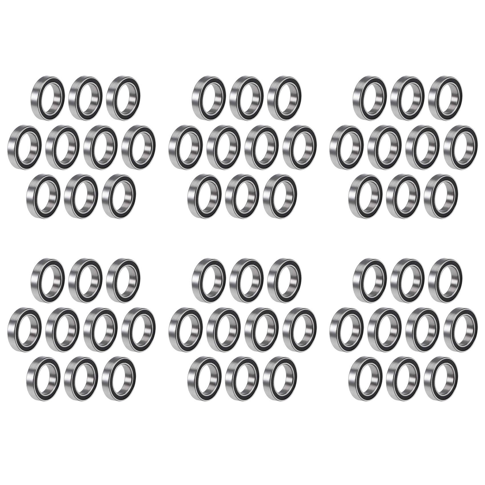 Jnchdghwa Silver 60Pcs 6701-12X18x4 Mm Miniature Double Rubber Sealed Deep Groove Ball Bearings
