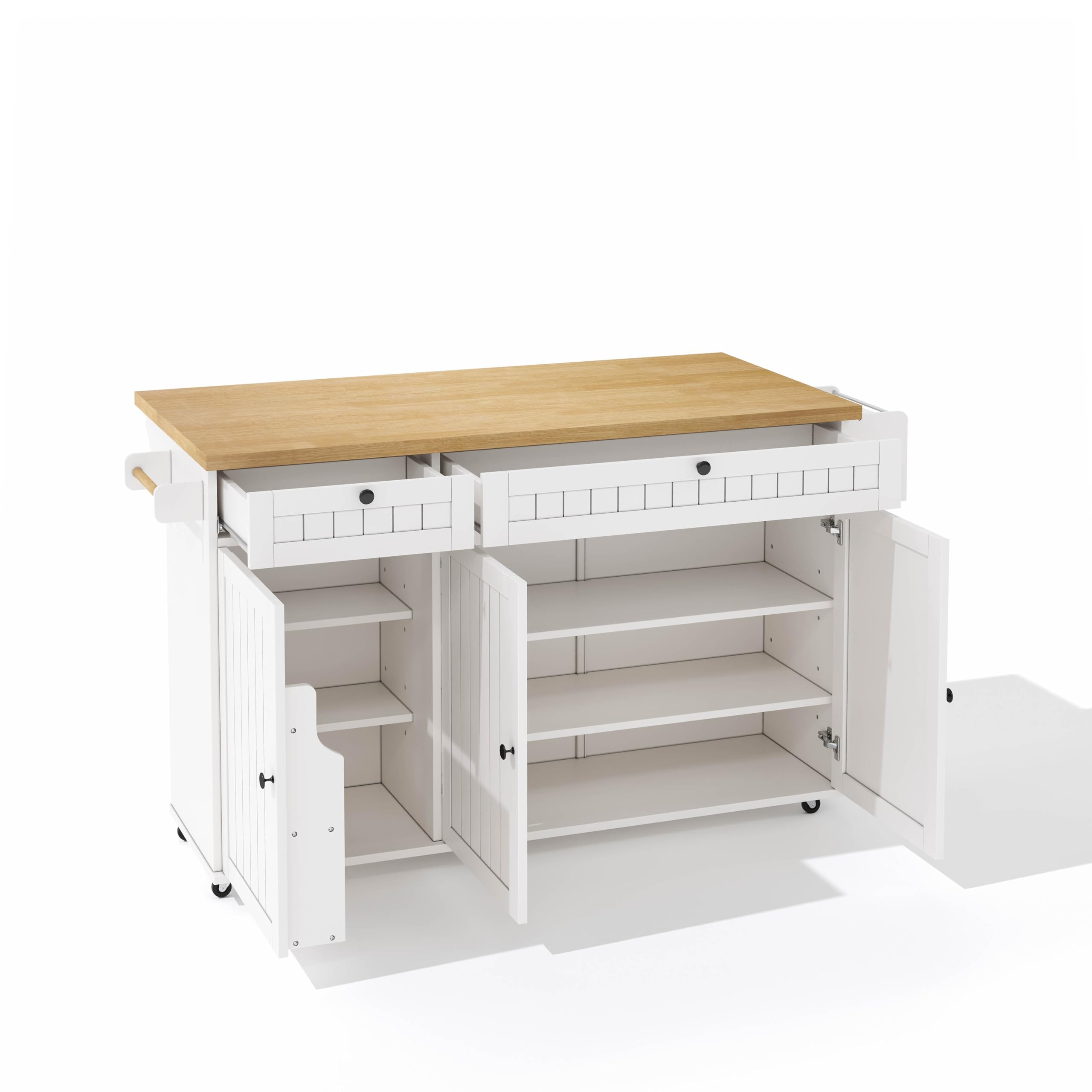 Carro plegable para isla de cocina, armario con estantes de puerta, carrito multifuncional, MDF y melamina, perfecto para cocinar y cenar