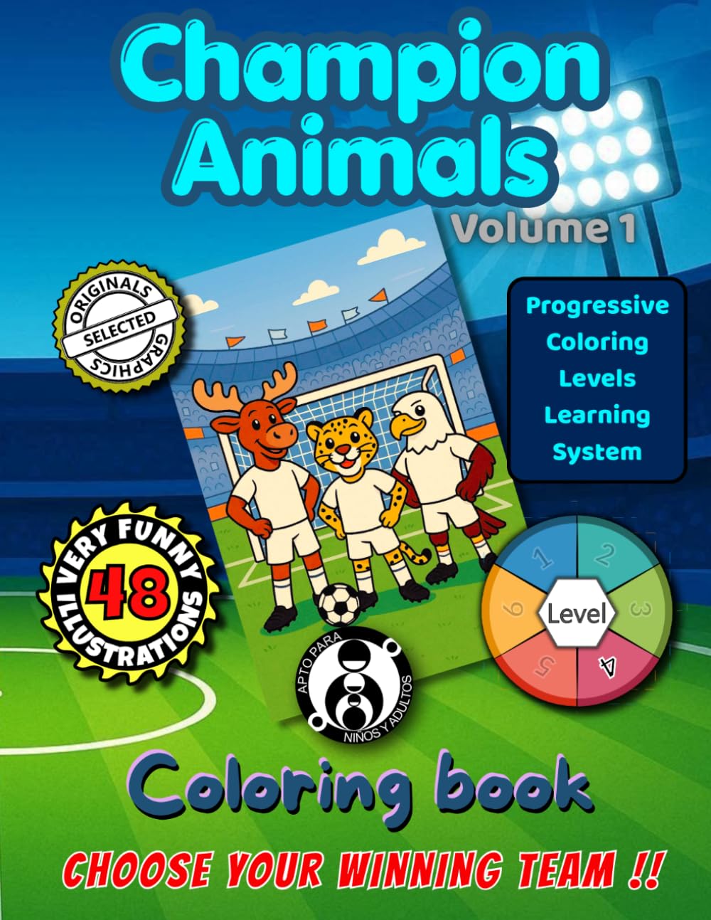 Champion Animals: Volume 1: Soccer-Playing Animals to Color – Level 4