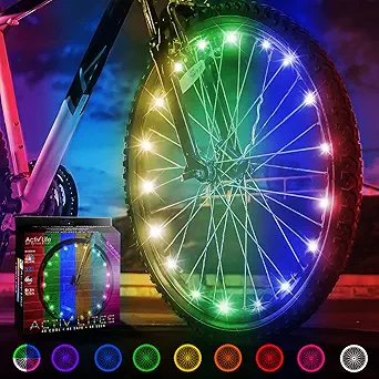 Activ Life LED Bike Wheel Lights with Batteries Included, Get 100% Brighter and Visible from All Angles for Ultimate Safety & Style (1 Tire Pack, Color Changing)