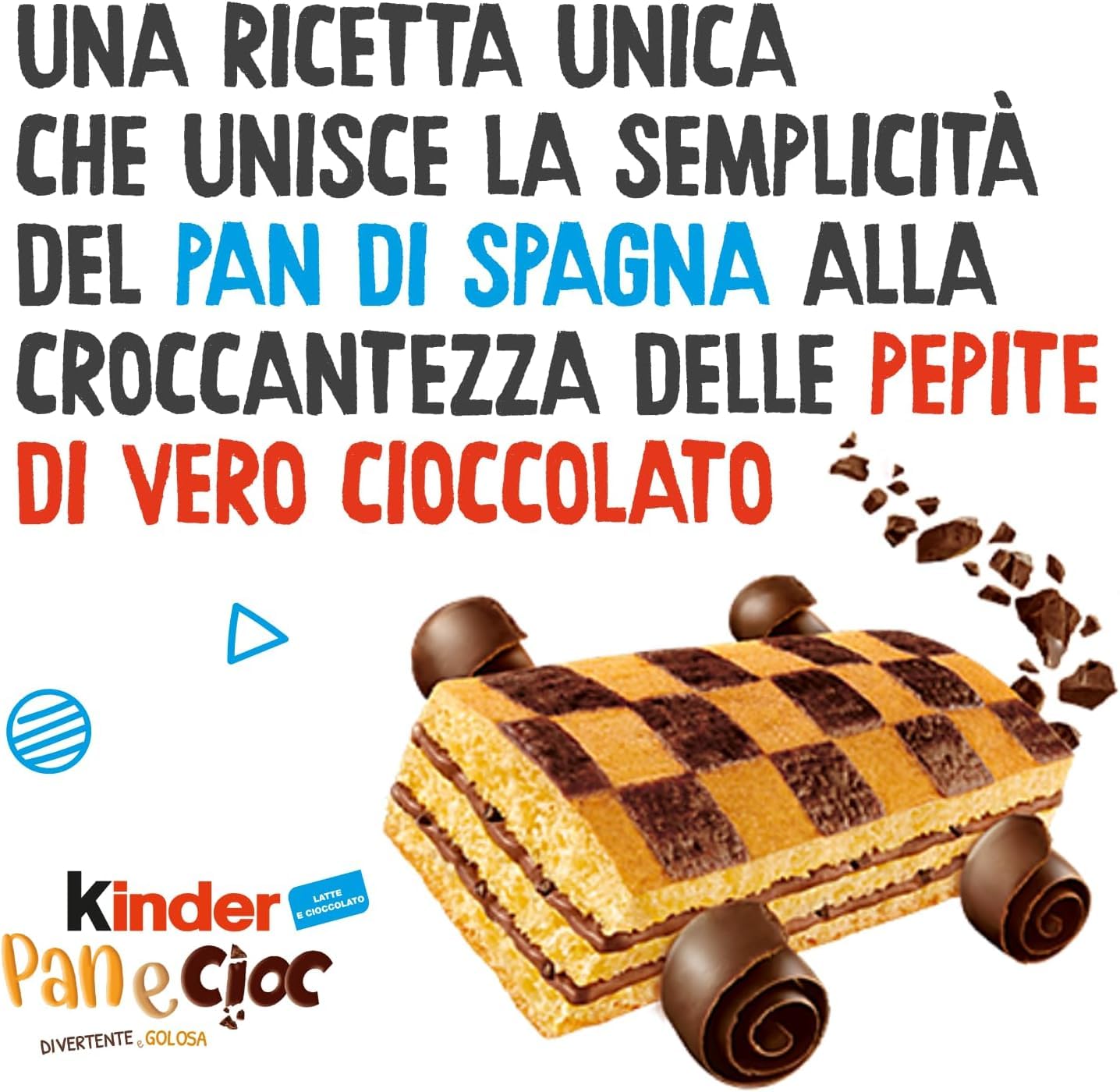 Kinder Pan e Cioc – 3 Beutel × 10 Stück (30 Snacks) – weiche Milchbrioches mit Schoko-Stückchen, einzeln verpackt, ideal für Frühstück, Schule & unterwegs, Familien-Vorrat + Italian Gourmet polpa