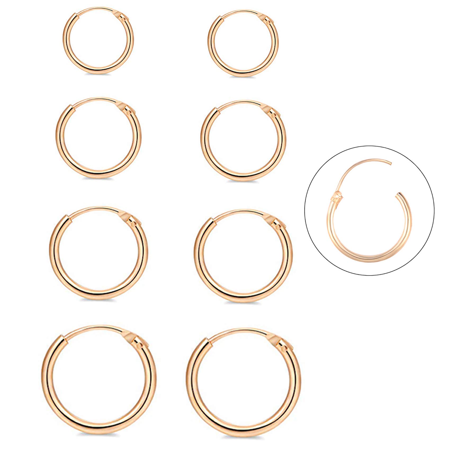 Silver Hoop Earrings- Cartilage Earring Small Hoop Earrings for Women Men,4 Pairs of Hypoallergenic 925 Sterling Silver Tragus Earrings