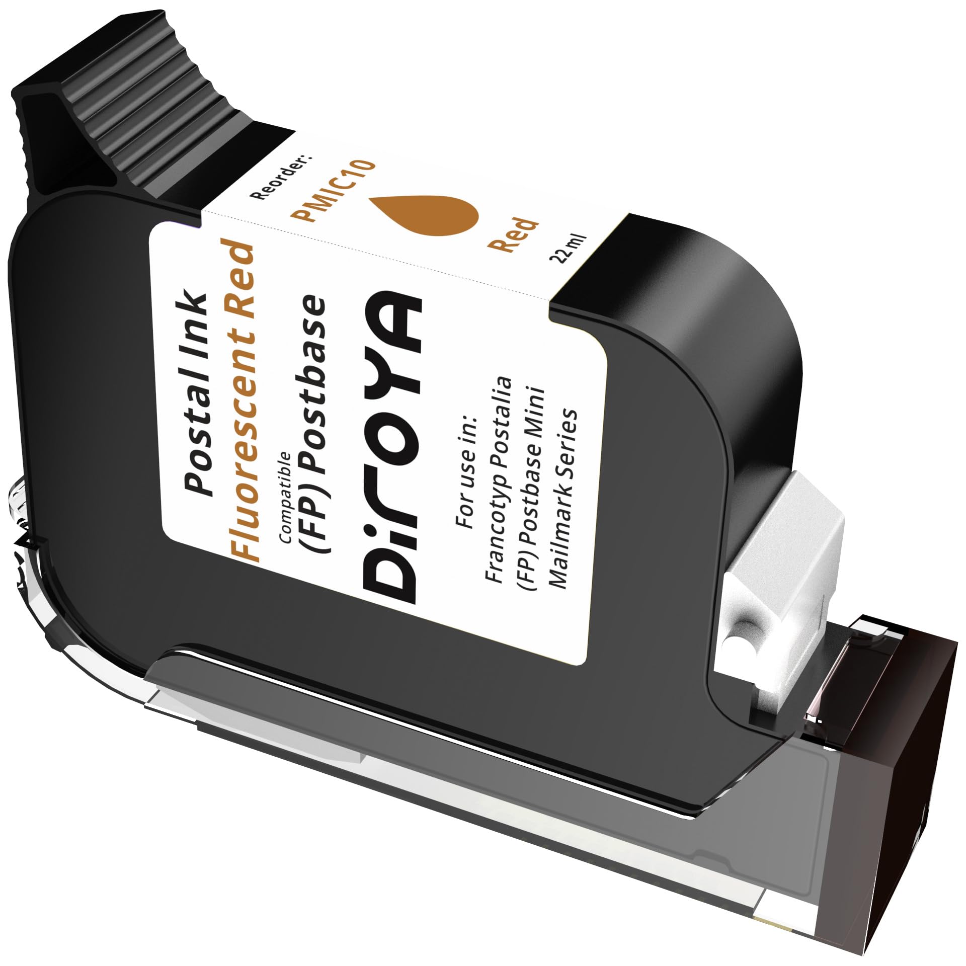 diroya PMIC10 Ink Cartridge High Yield Replacement for Compatible FP Francotyp Postalia Postbase Mini Series Franking Machine Fluorescent Red Postage Meters Ink Only