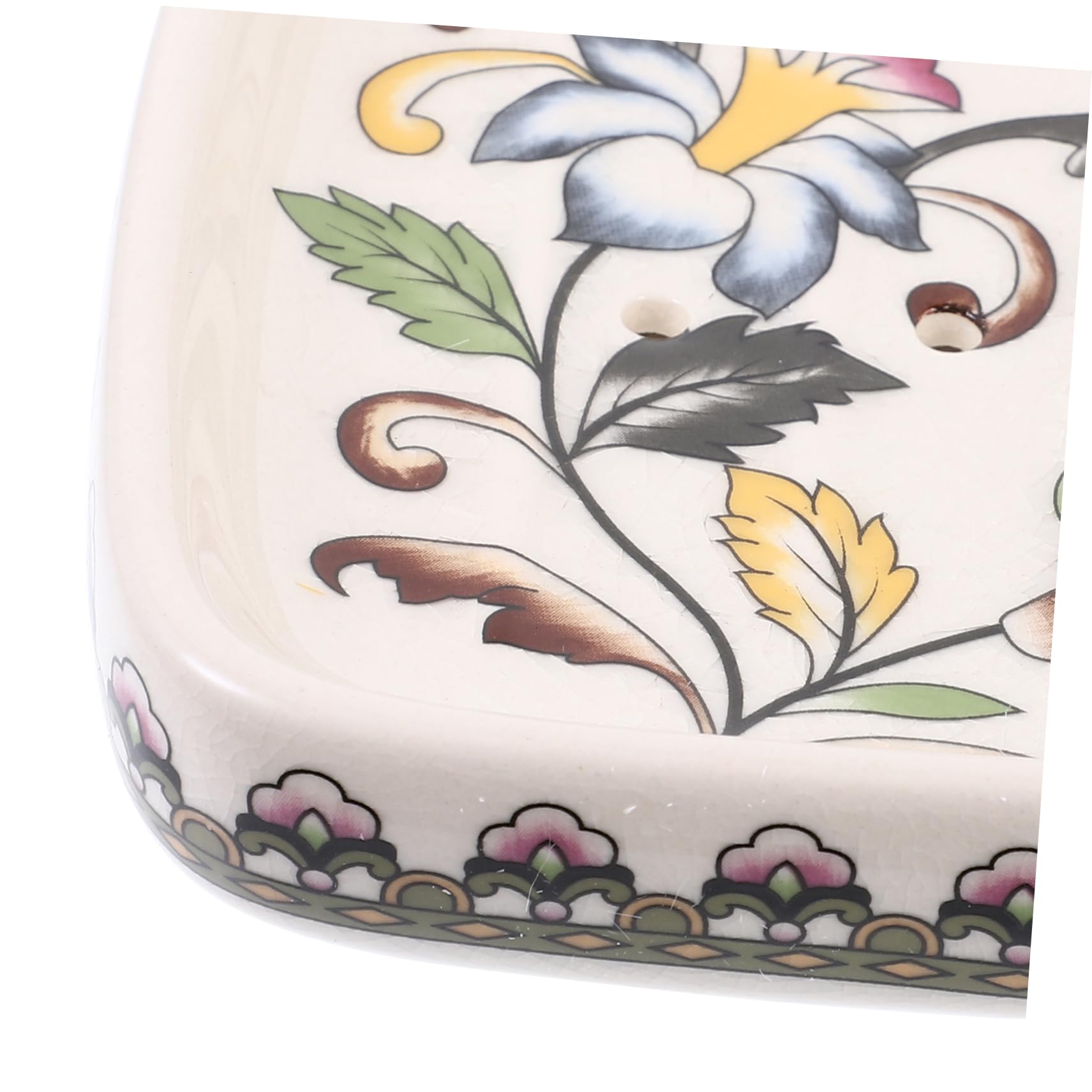 Amosfun Portasapone in Ceramica Stile Palazzo Design Autodrenante, Vassoio per Sapone Pratico e Decorativo per Cucina e Lavabo