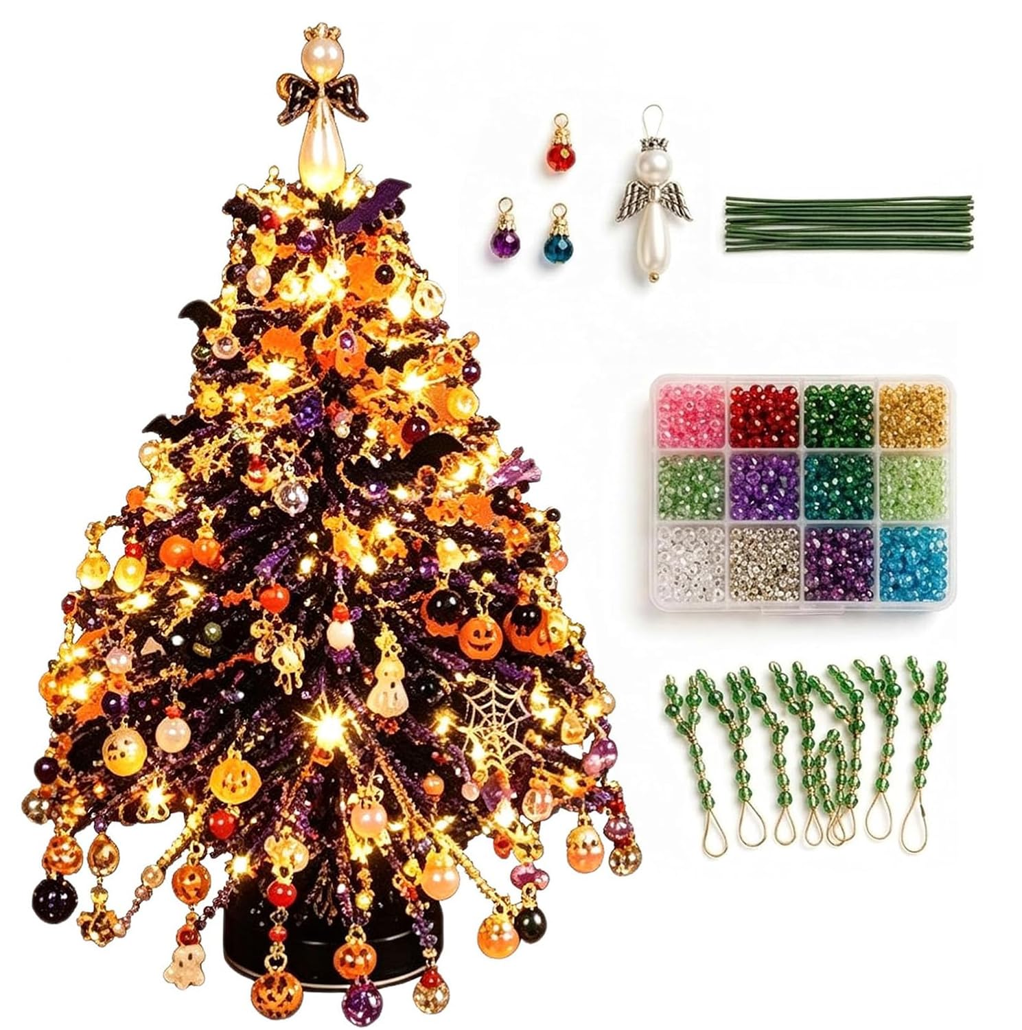 Diy Beaded Christmas Tree Kit,Craft Kit,Night Light DIY Festive Centrepiece