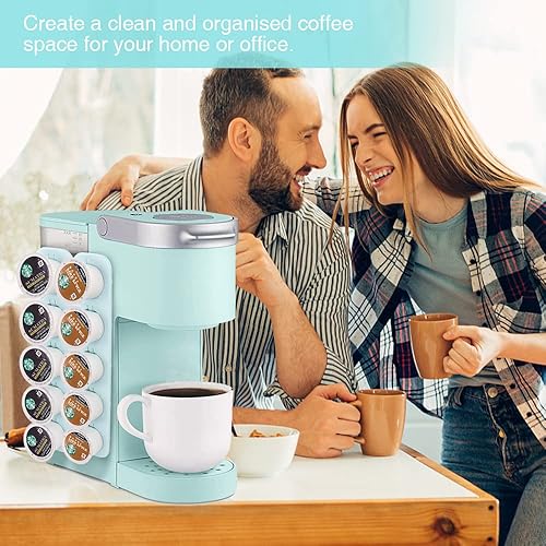 Miniatura 7 de SUNGRACE Soporte para cápsulas de café K Cup, organizador de almacenamiento lateral y boca arriba, perfecto para mostradores pequeños (azul, paquete